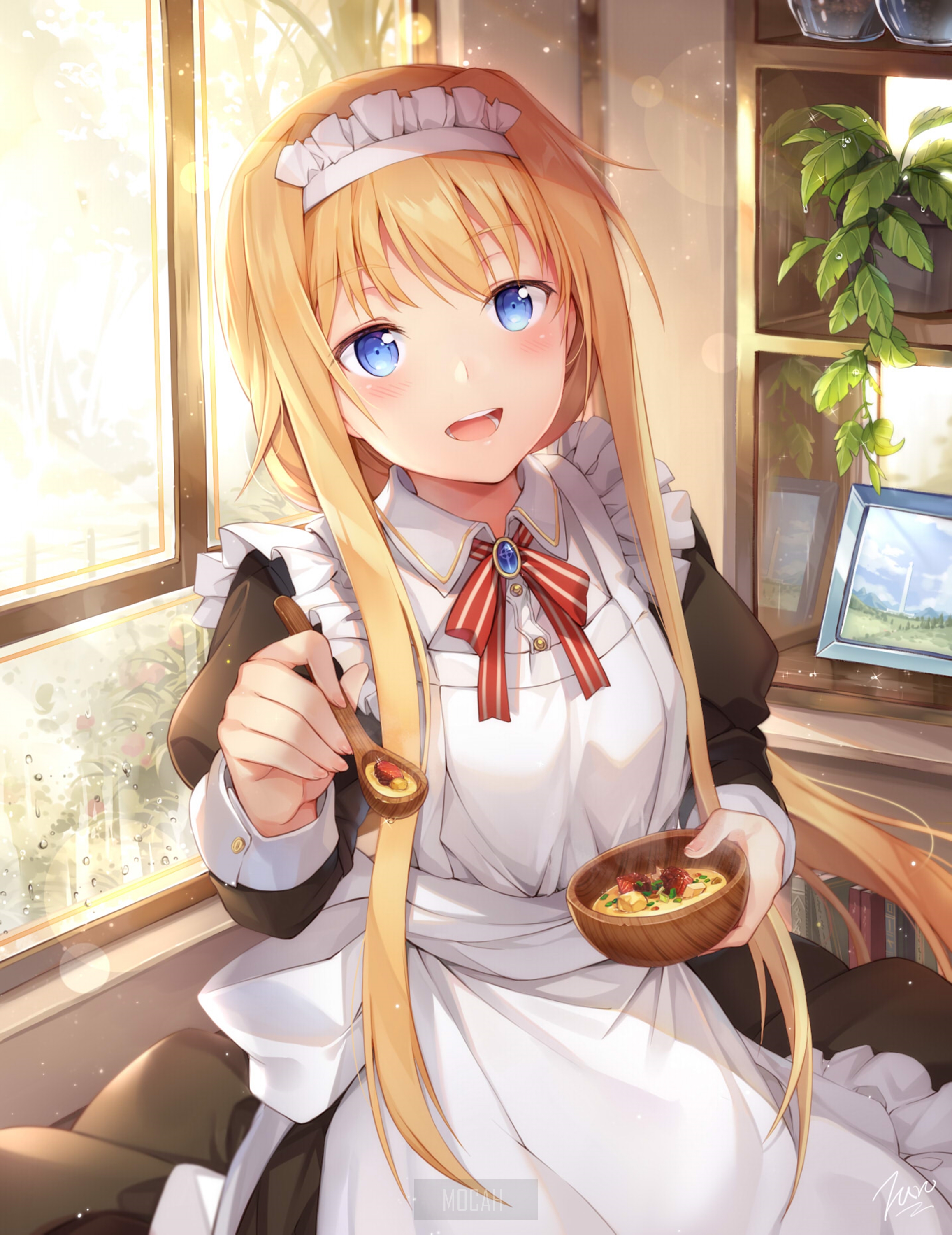 Alice from Sword Art Online Alicization holding food HD Phone Wallpaper
