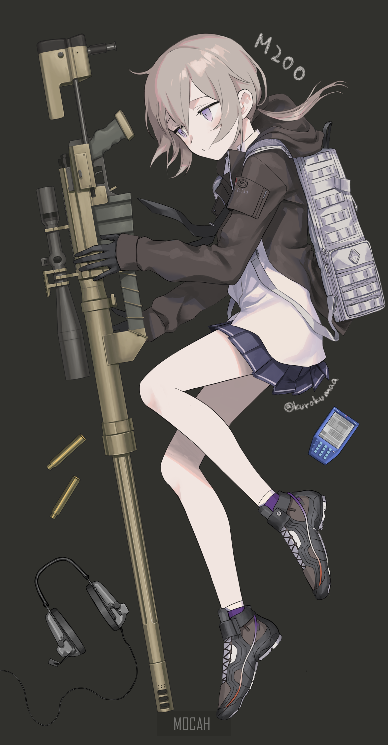 Anime girl with M200 sniper rifle from Girls Frontline HD Phone Wallpaper
