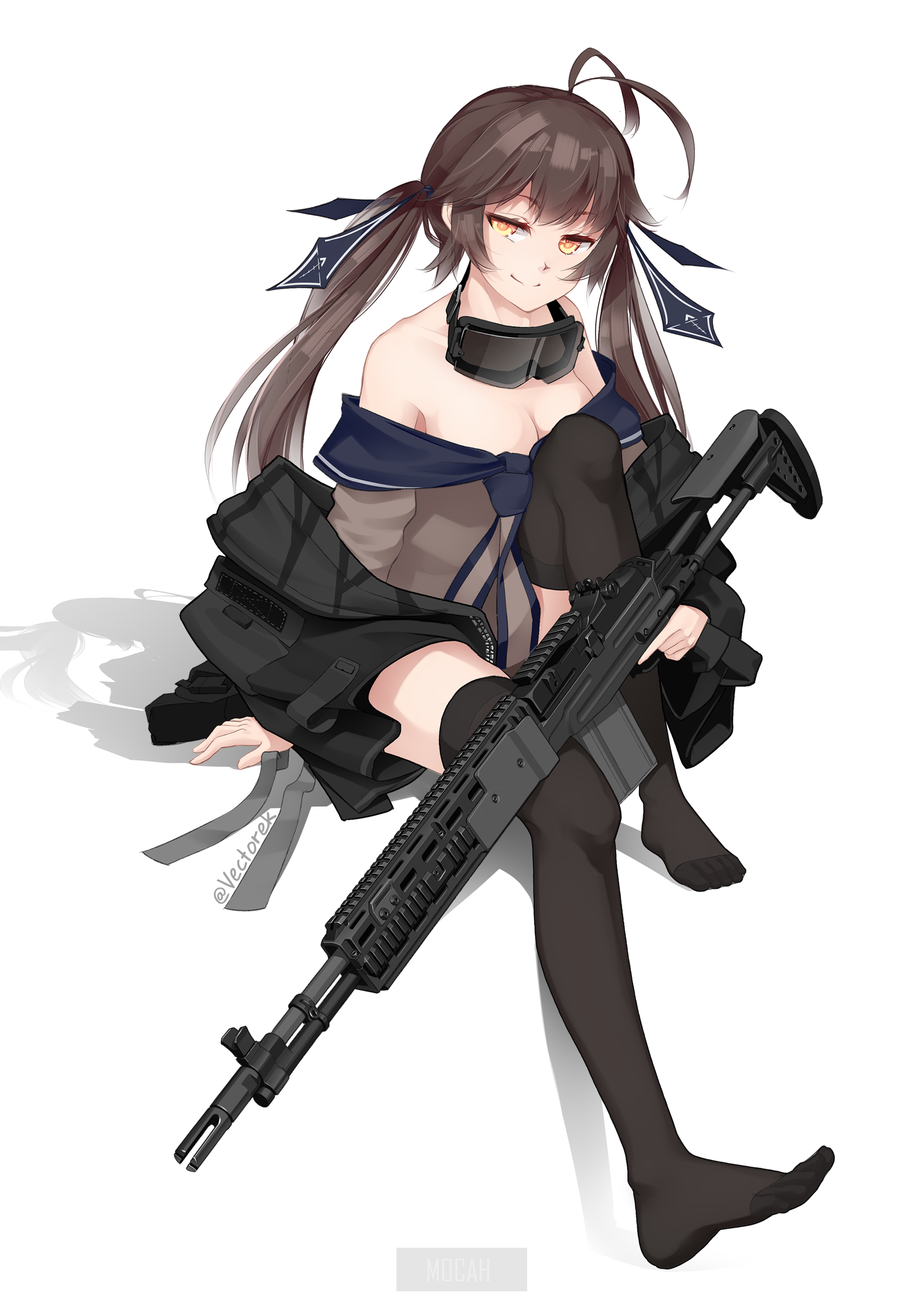 Anime girl with a rifle HD Phone Wallpaper
