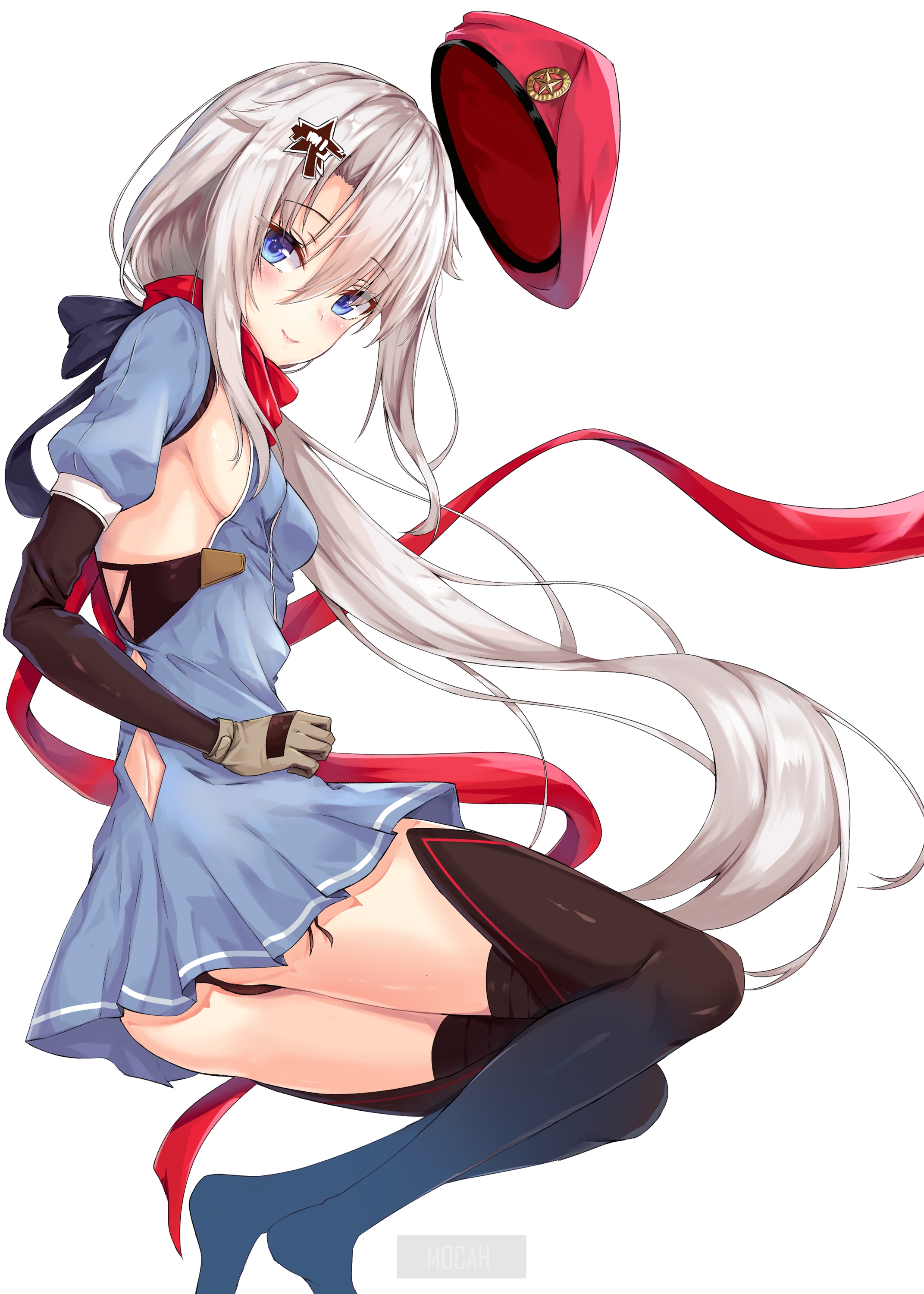 Anime girl with white hair and blue eyes HD Phone Wallpaper