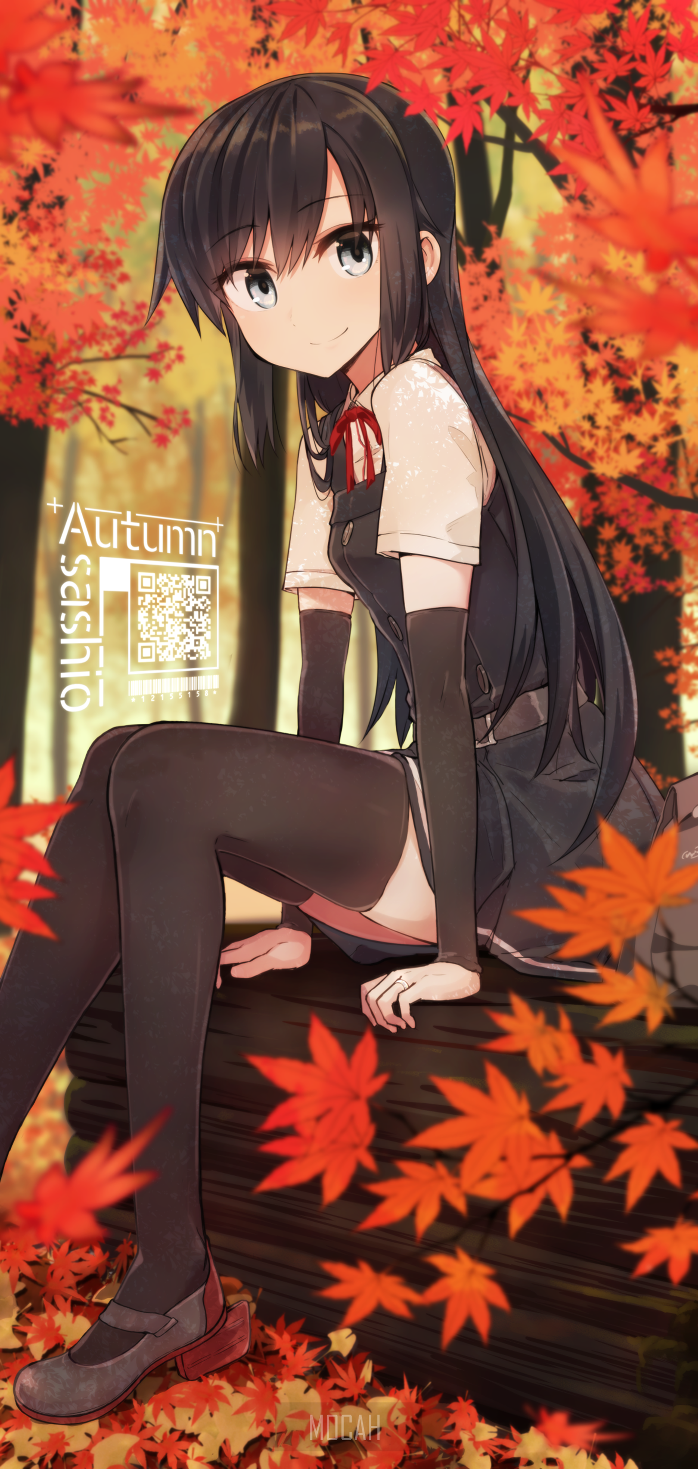 Anime girl in autumn forest HD Phone Wallpaper
