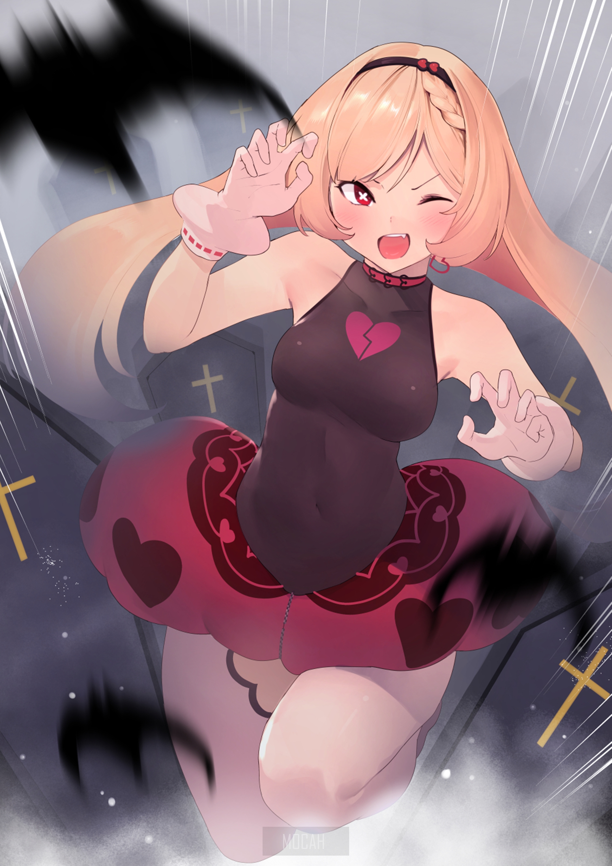 Anime girl with broken heart outfit HD Phone Wallpaper