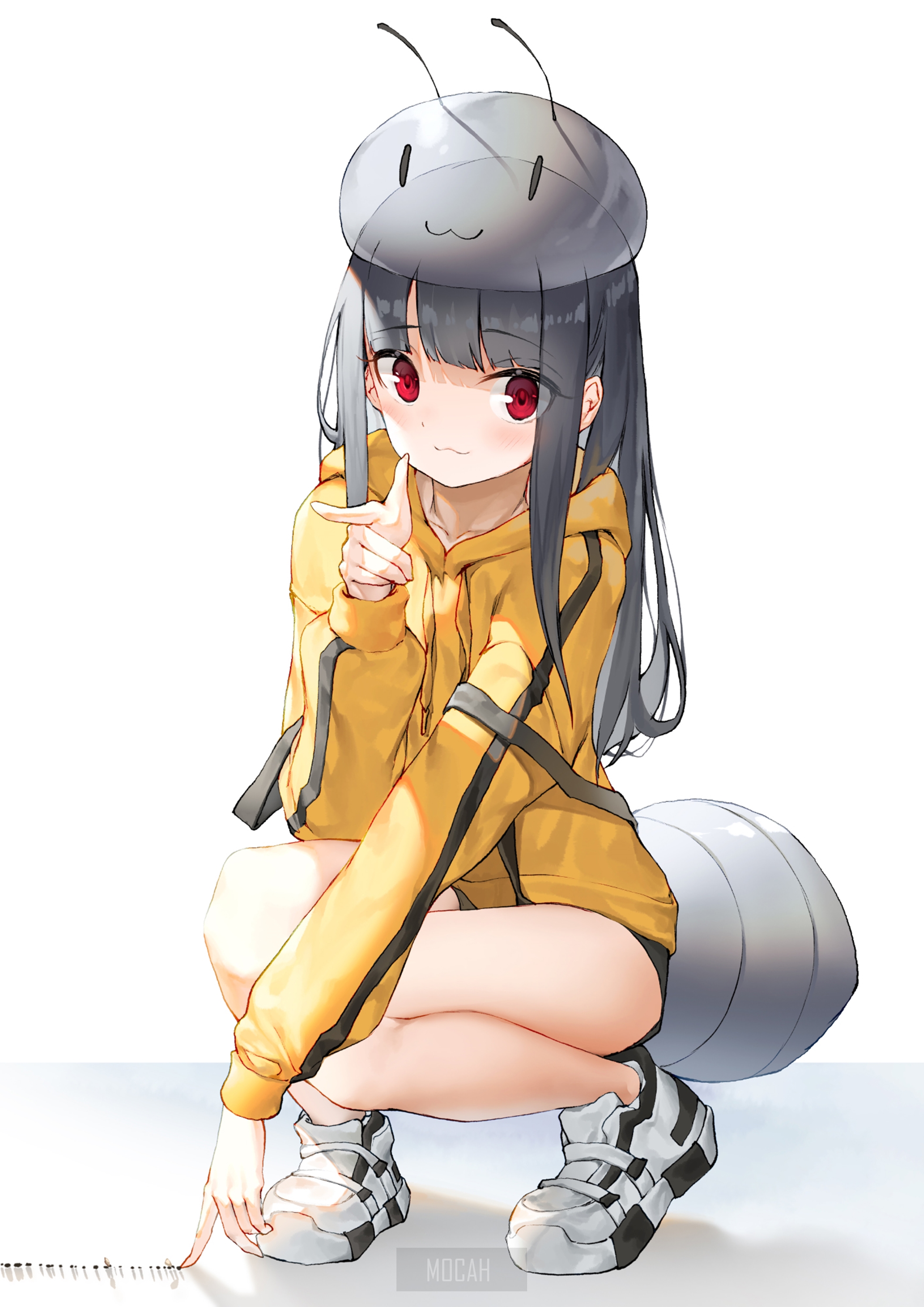 Anime girl with ant costume pointing finger HD Phone Wallpaper