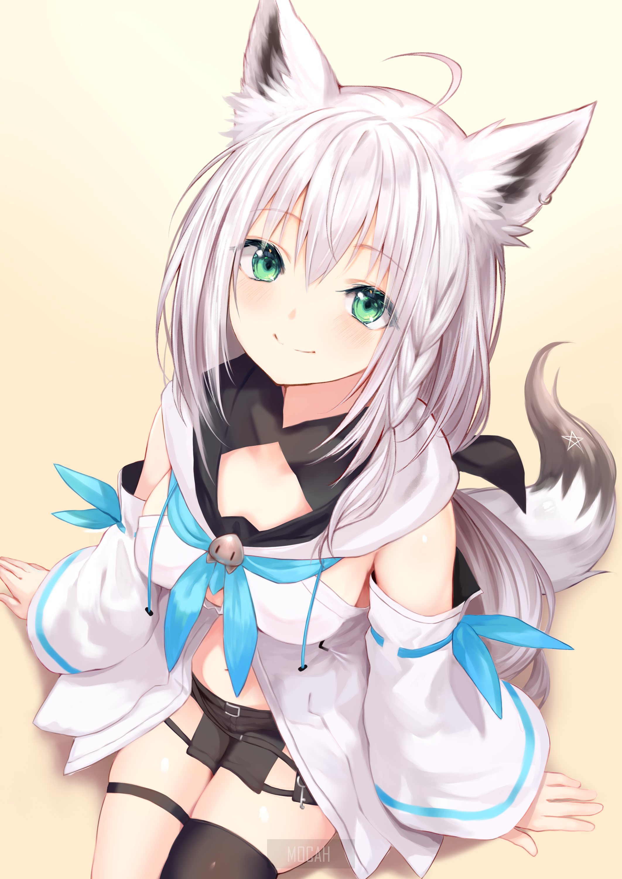 Shirakami Fubuki Cute Anime Girl with Fox Ears HD Phone Wallpaper