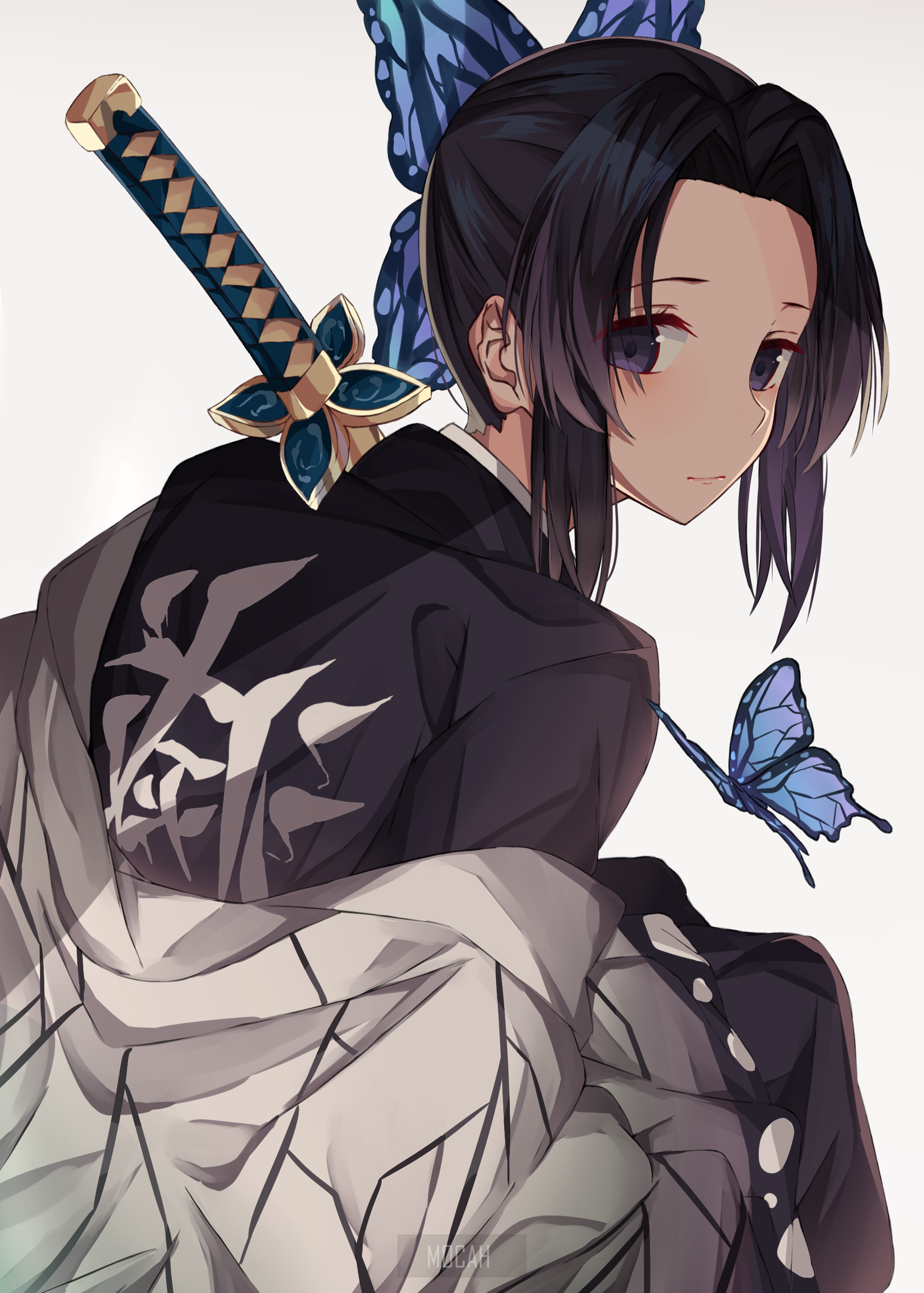 Kochou Shinobu from Kimetsu no Yaiba with Butterfly HD Phone Wallpaper