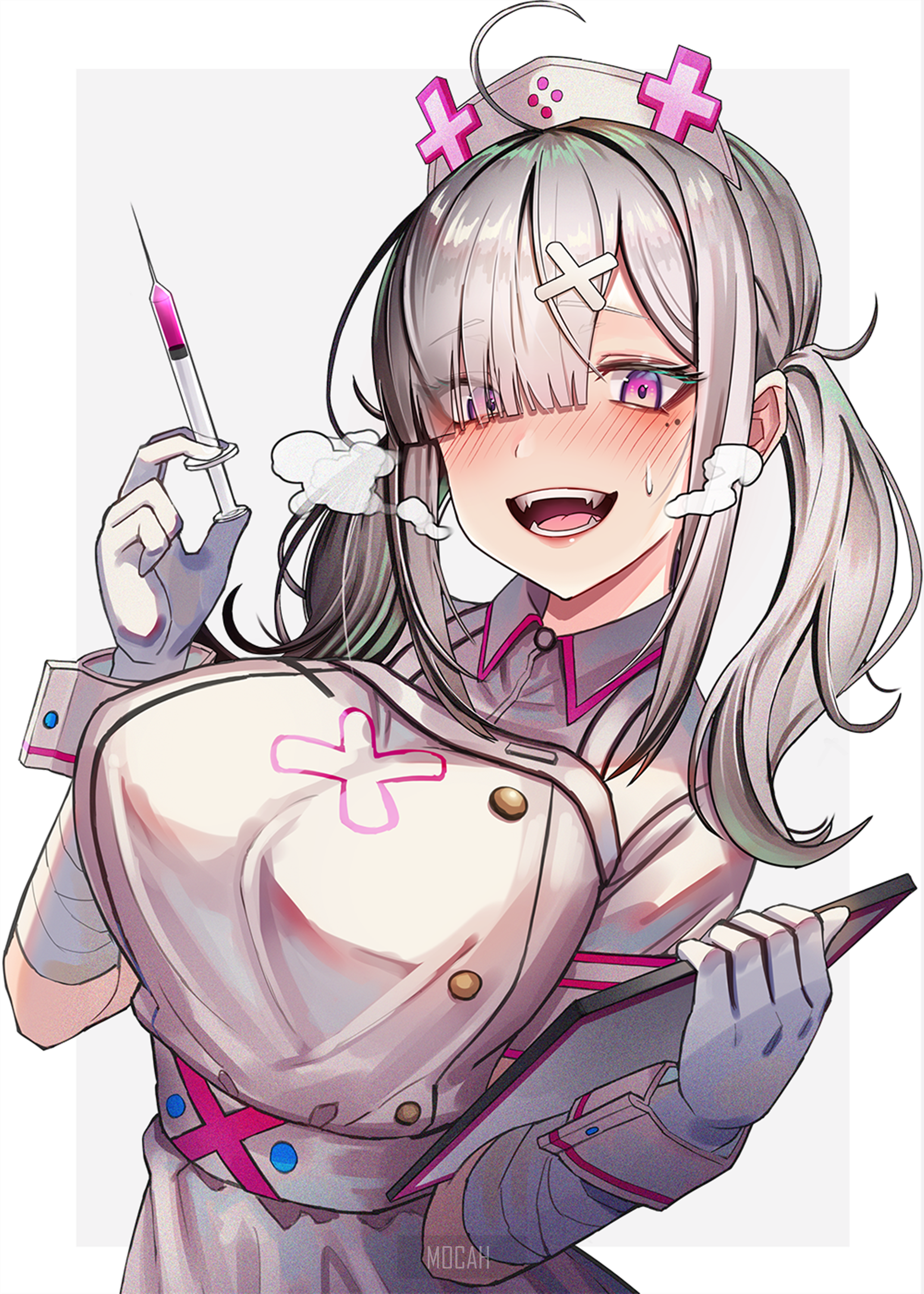 Anime nurse girl with syringe and clipboard HD Phone Wallpaper