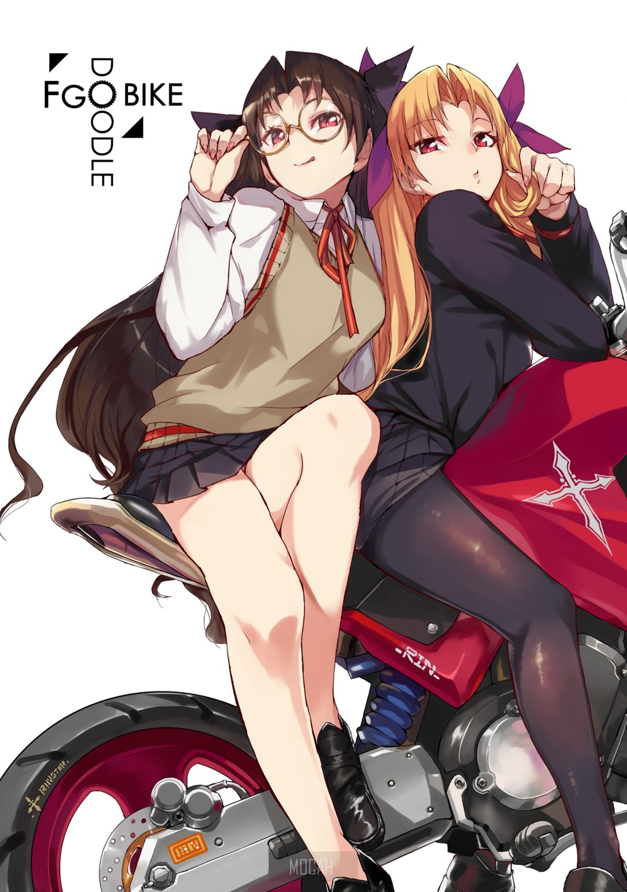 Two anime girls on a motorcycle HD Phone Wallpaper