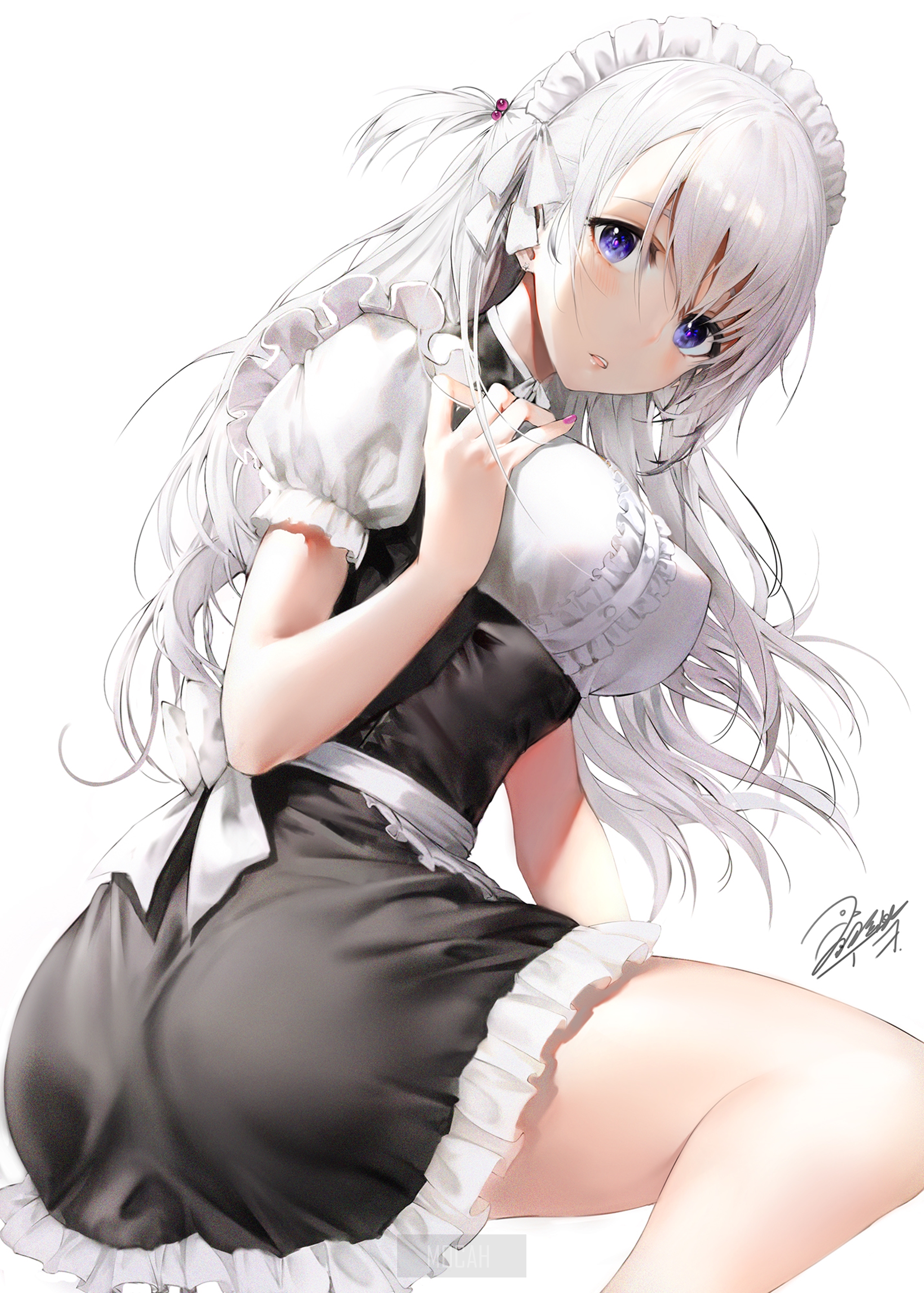 Anime girl in maid outfit HD Phone Wallpaper