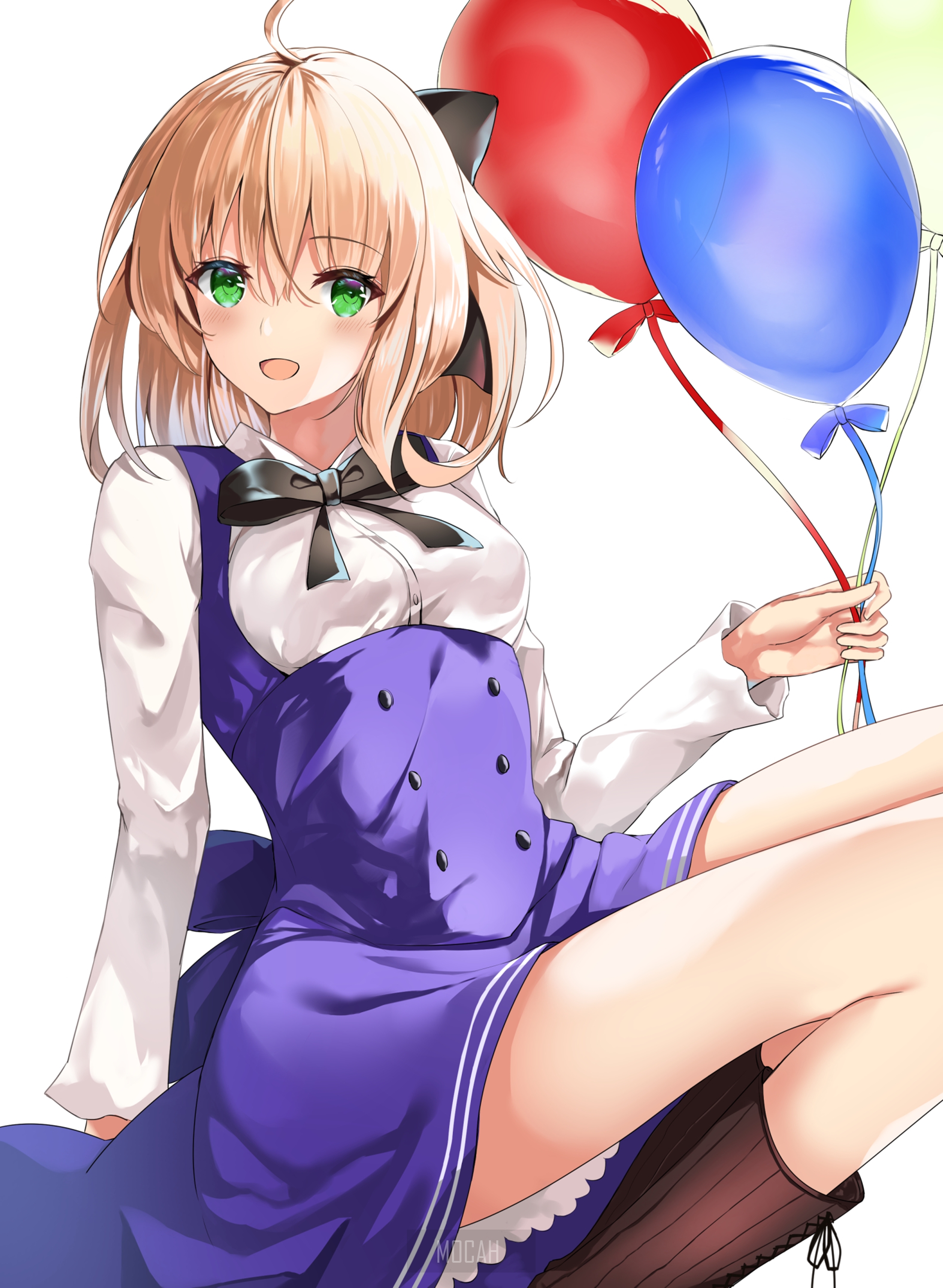 Anime girl with balloons HD Phone Wallpaper