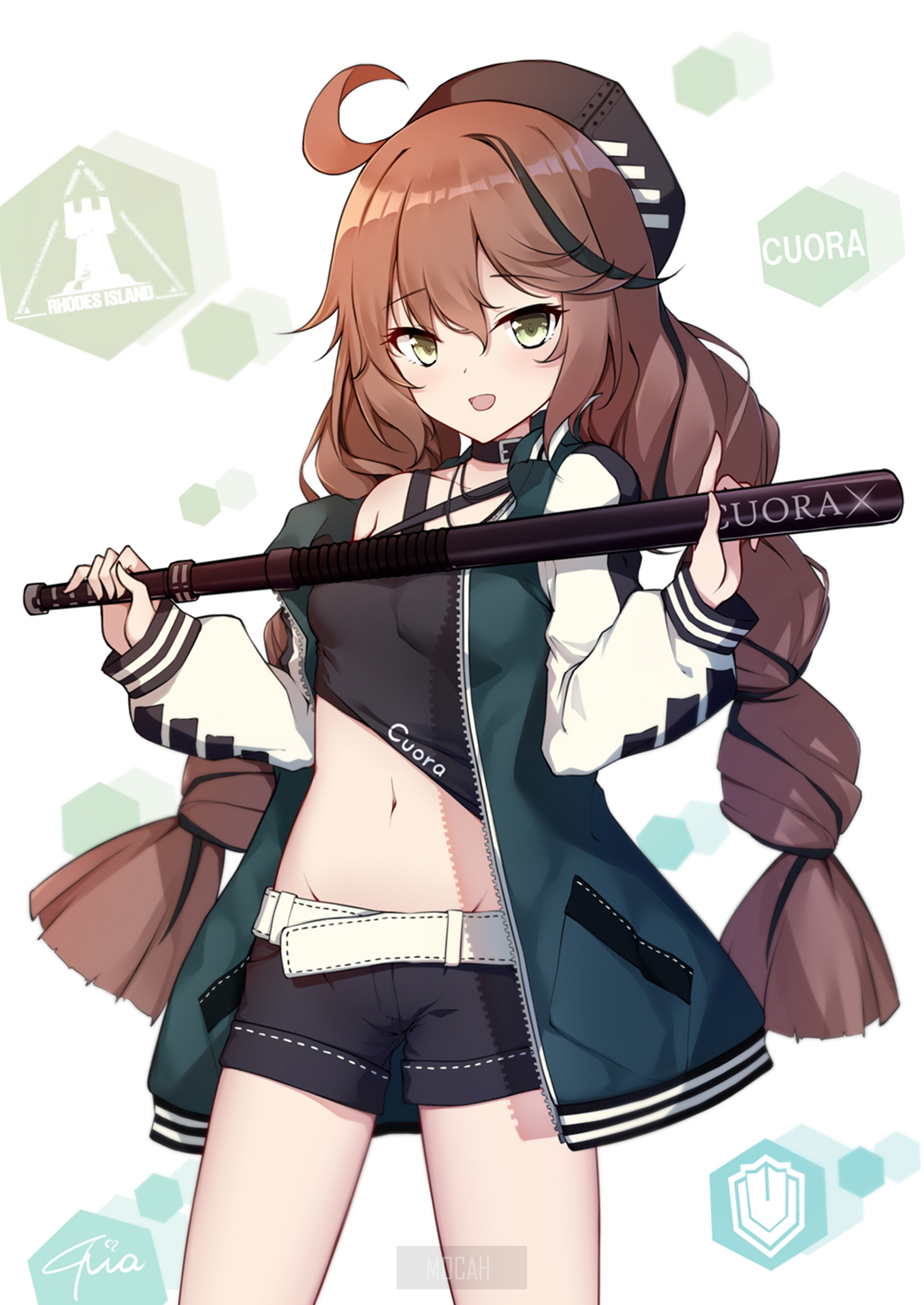 Cuora from Arknights holding a baton HD Phone Wallpaper