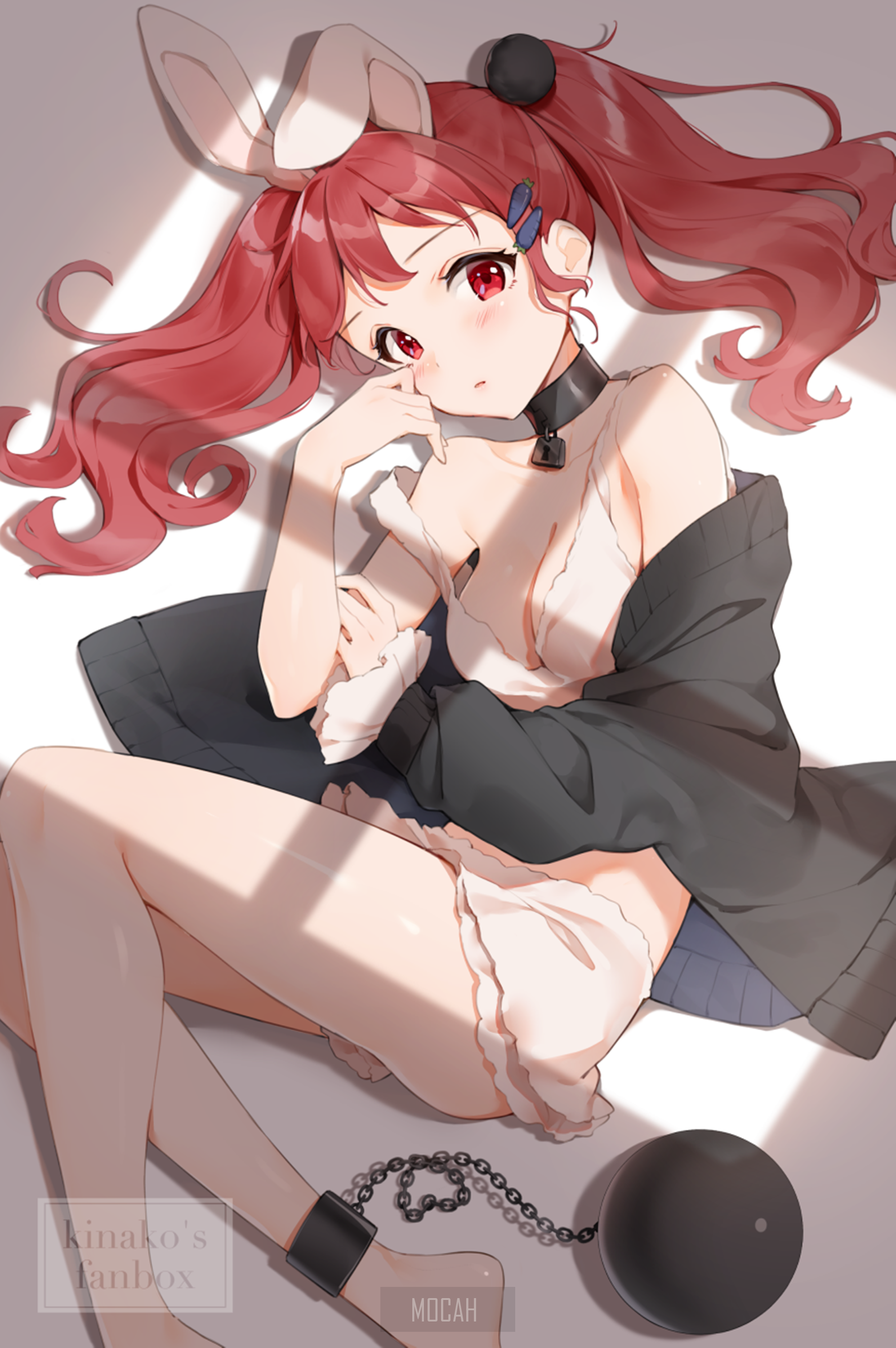 Anime girl with bunny ears and ball and chain HD Phone Wallpaper