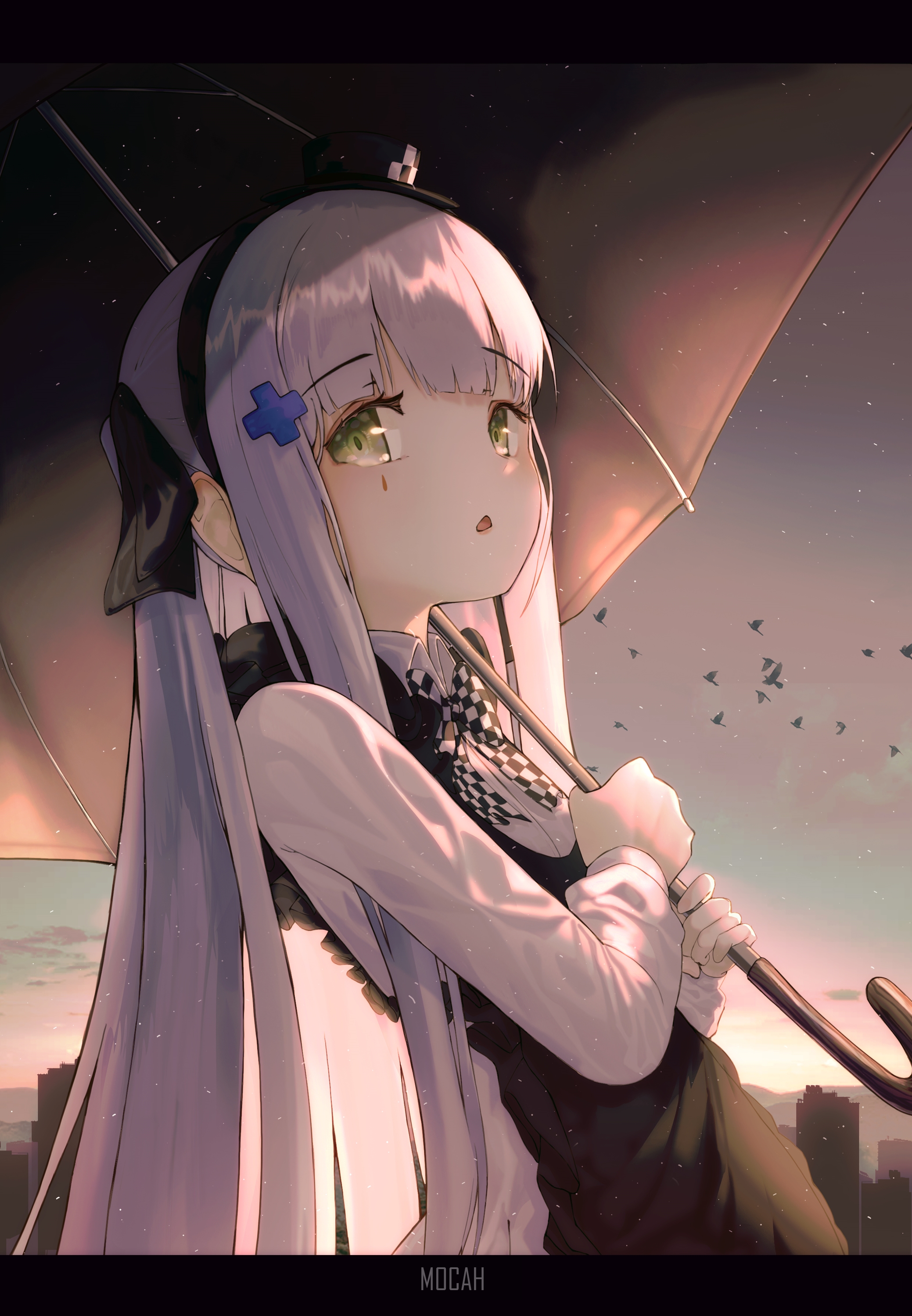 HK416 from Girls Frontline with umbrella HD Phone Wallpaper
