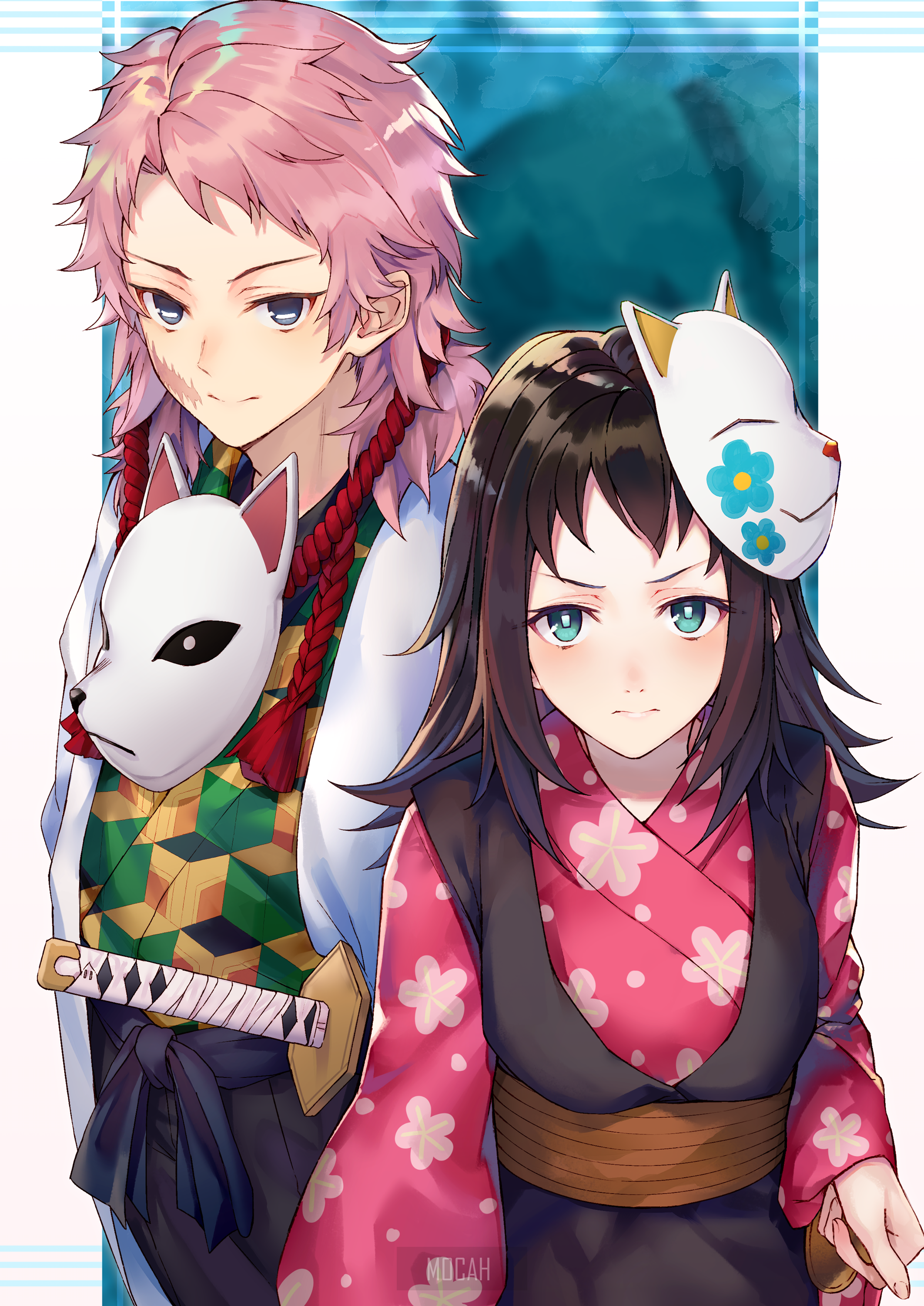 Sabito and Makomo from Kimetsu no Yaiba HD Phone Wallpaper