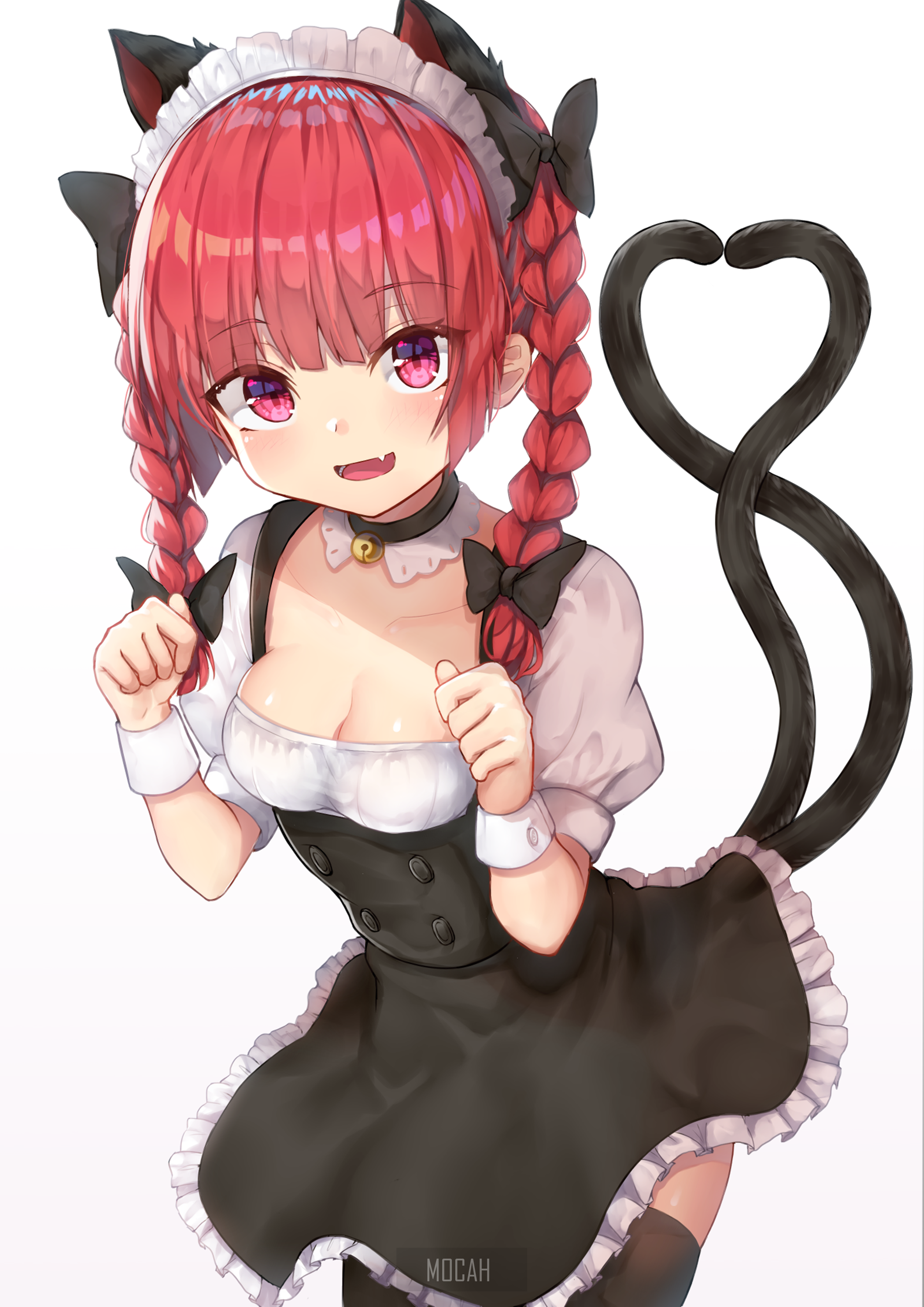 Anime girl with cat ears and tail HD Phone Wallpaper