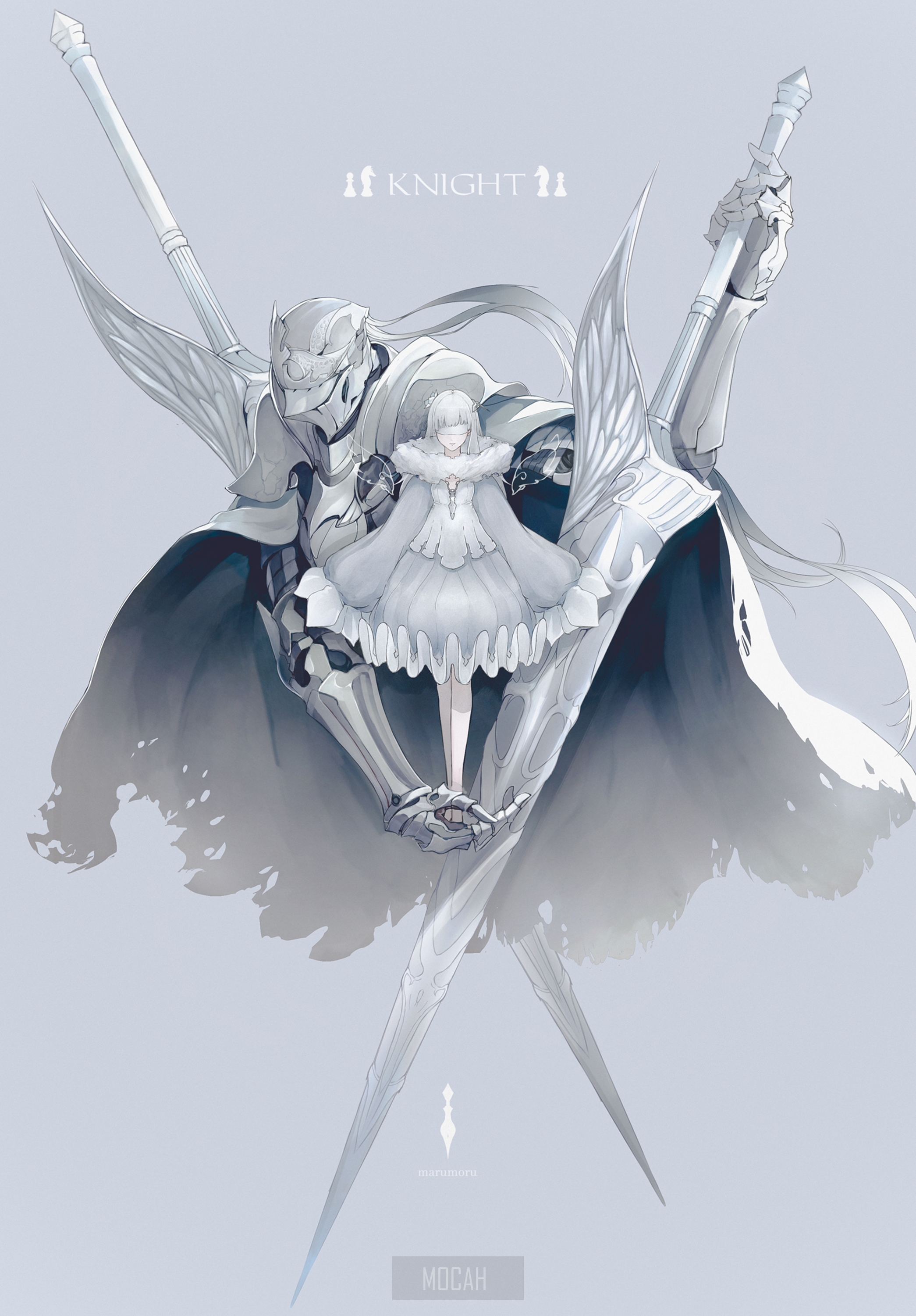 Knight and Girl with Swords HD Phone Wallpaper