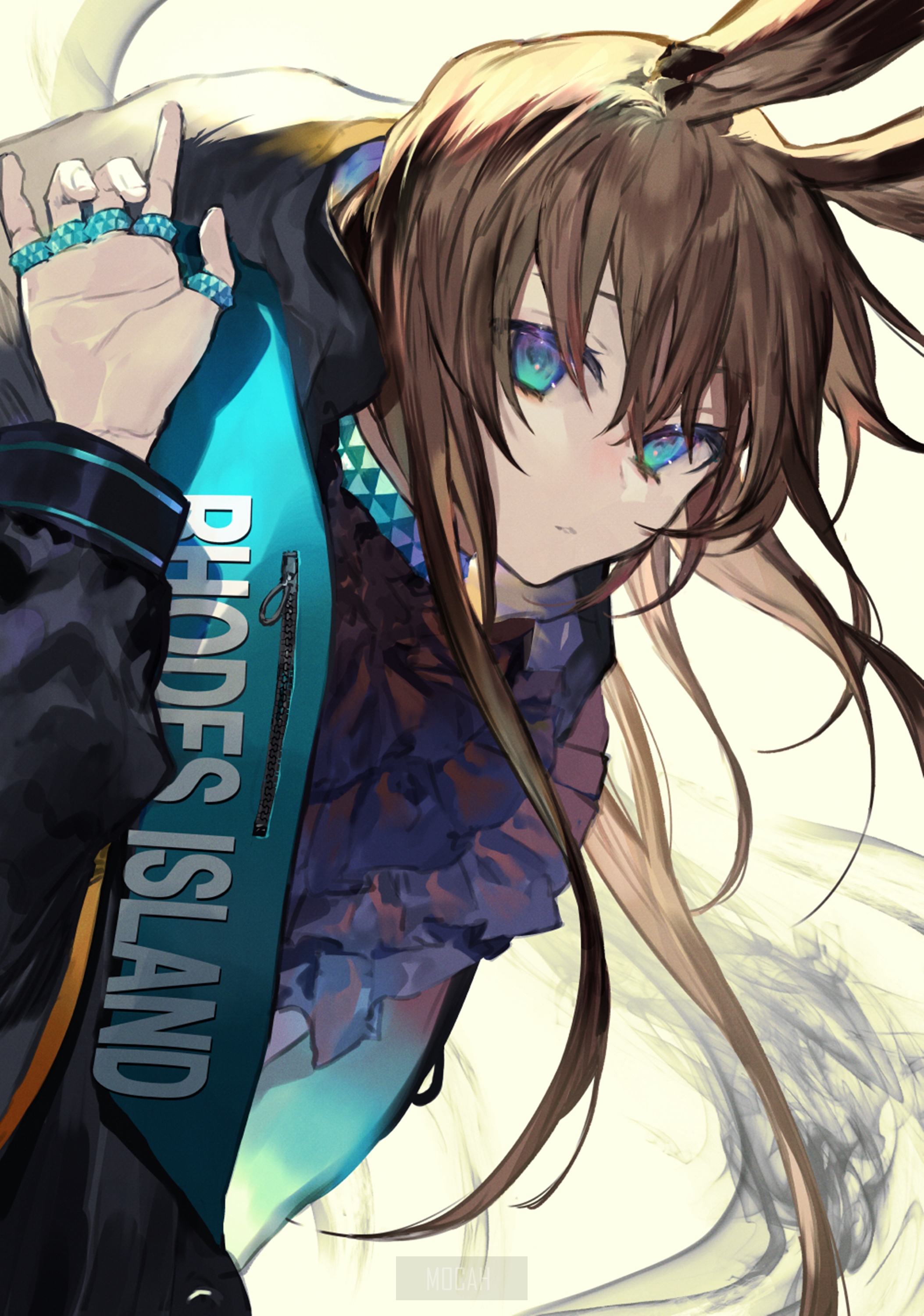 Anime girl with brown hair and blue eyes HD Phone Wallpaper