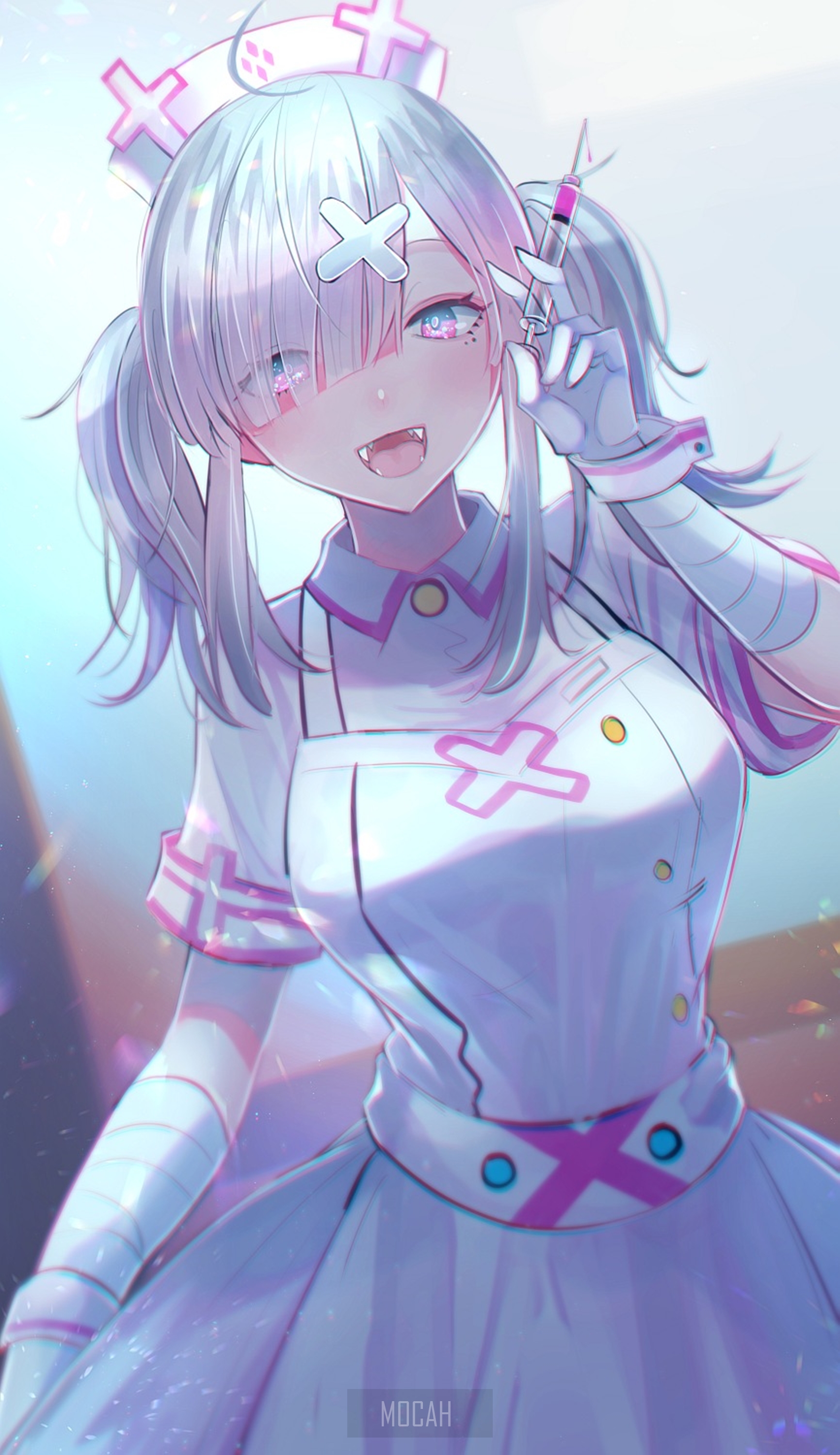 Anime nurse girl with syringe HD Phone Wallpaper
