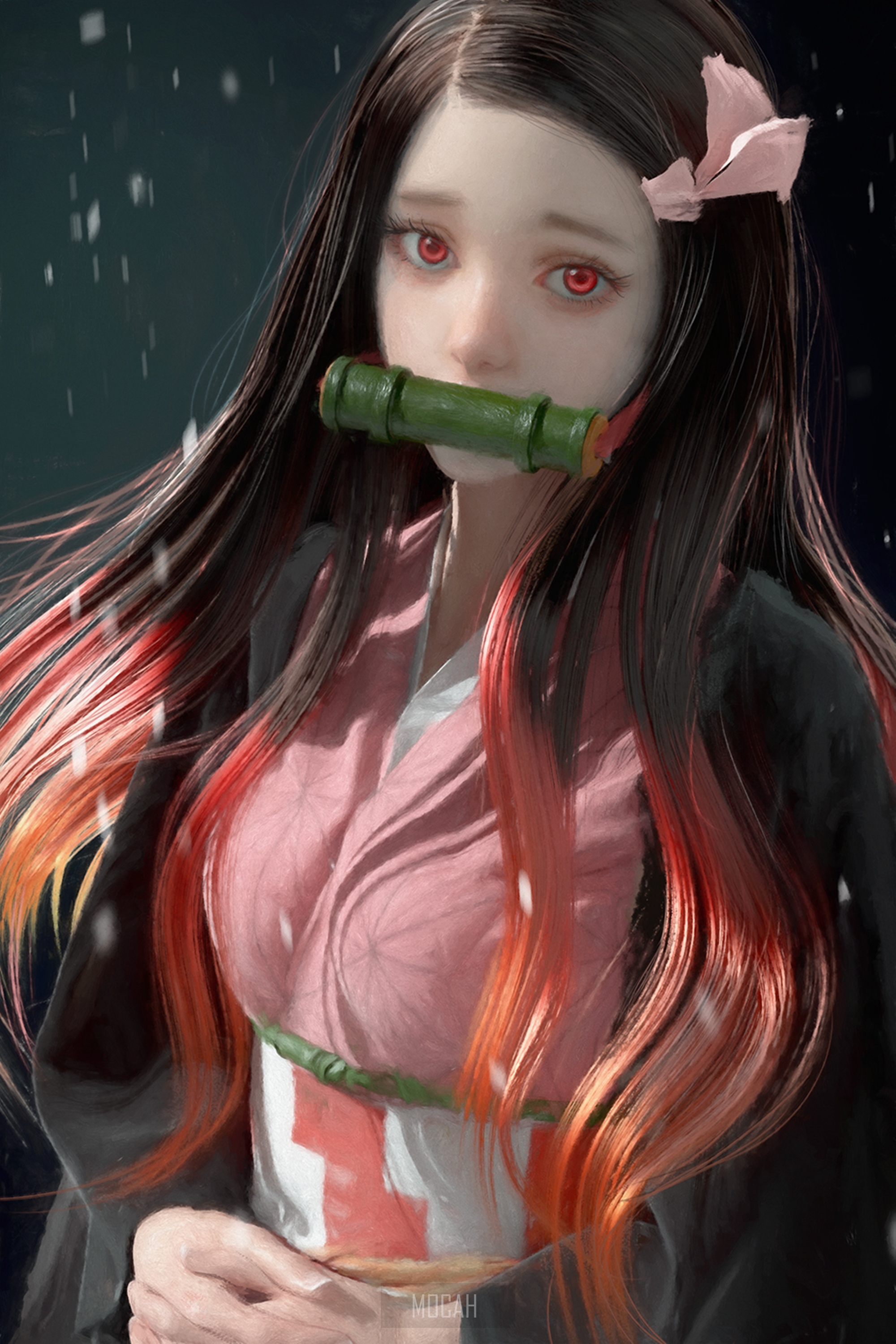 Kamado Nezuko from Kimetsu no Yaiba fan art HD Phone Wallpaper