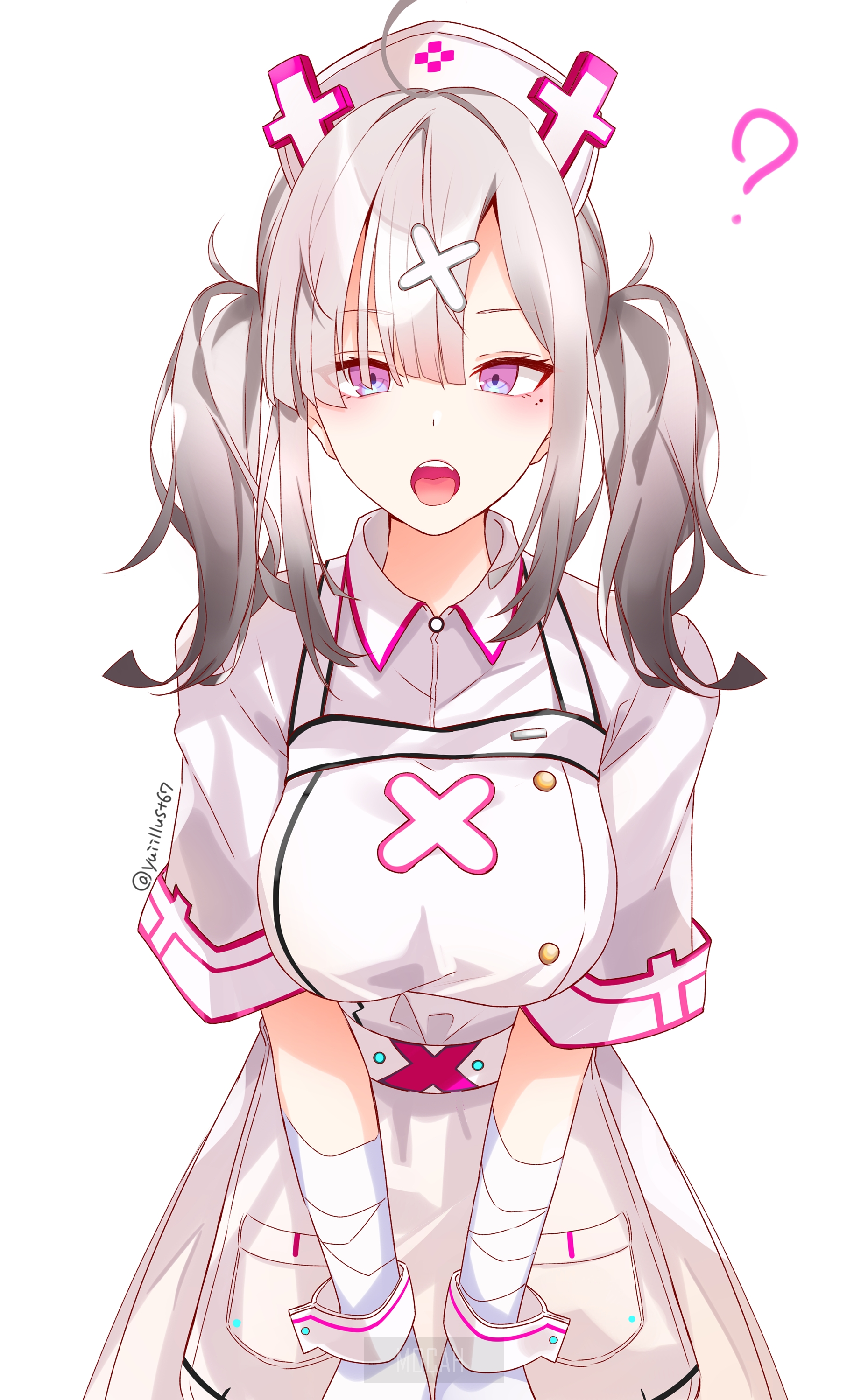 Anime nurse girl with pink accents HD Phone Wallpaper
