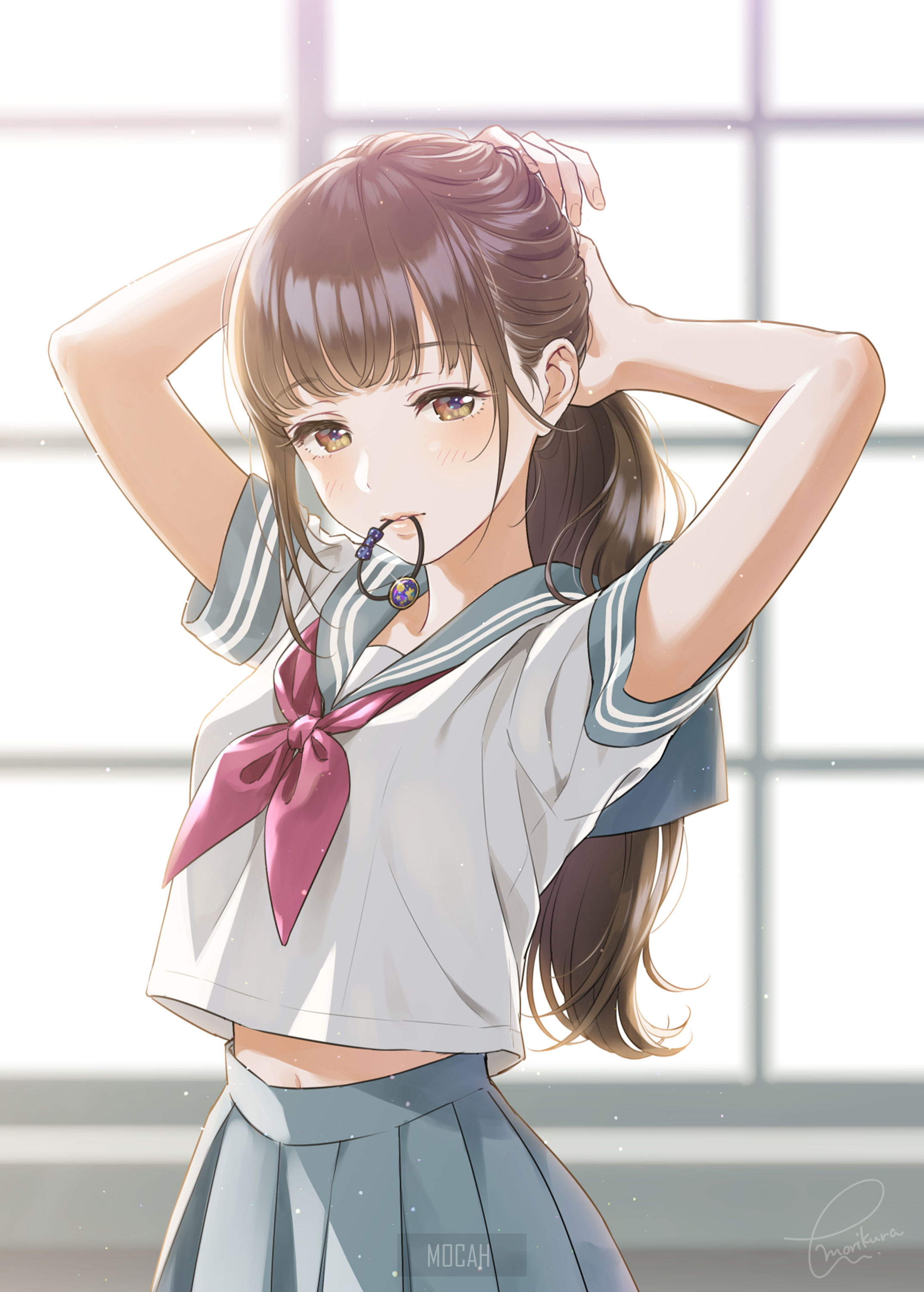 Morikura En Anime Girl Styling Hair HD Phone Wallpaper