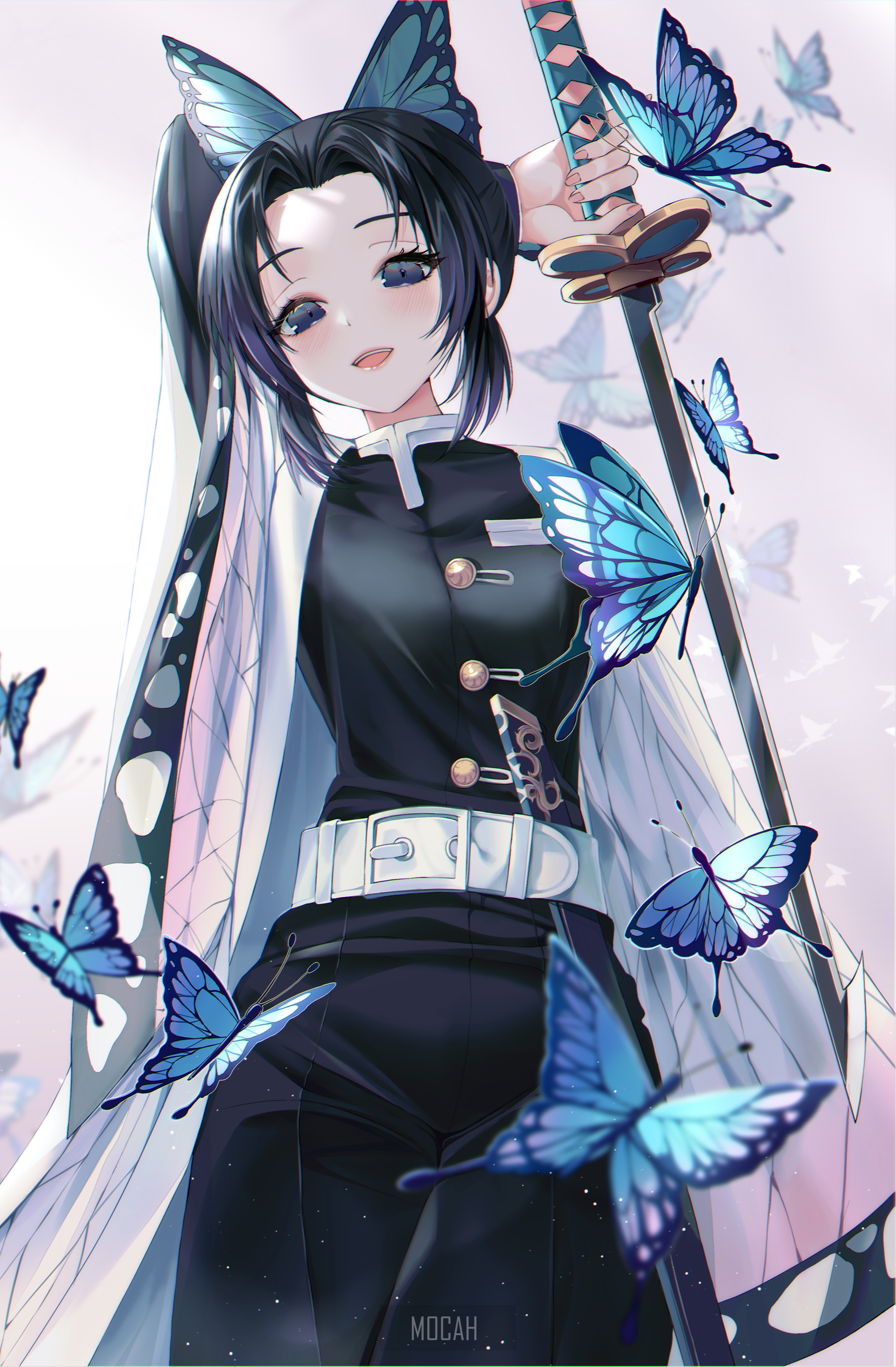 Kochou Shinobu from Kimetsu no Yaiba with butterflies HD Phone Wallpaper