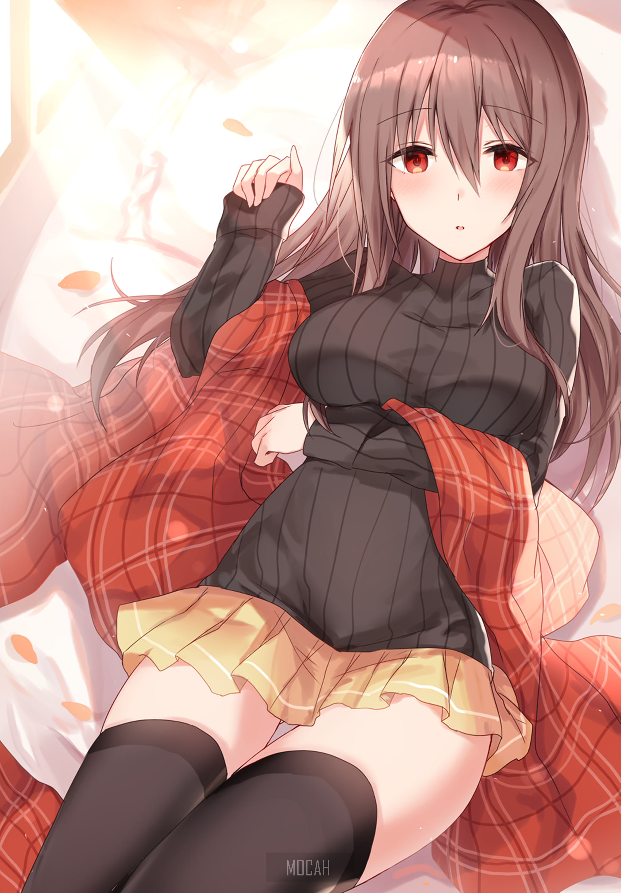 Anime Girl in Cozy Autumn Outfit HD Phone Wallpaper
