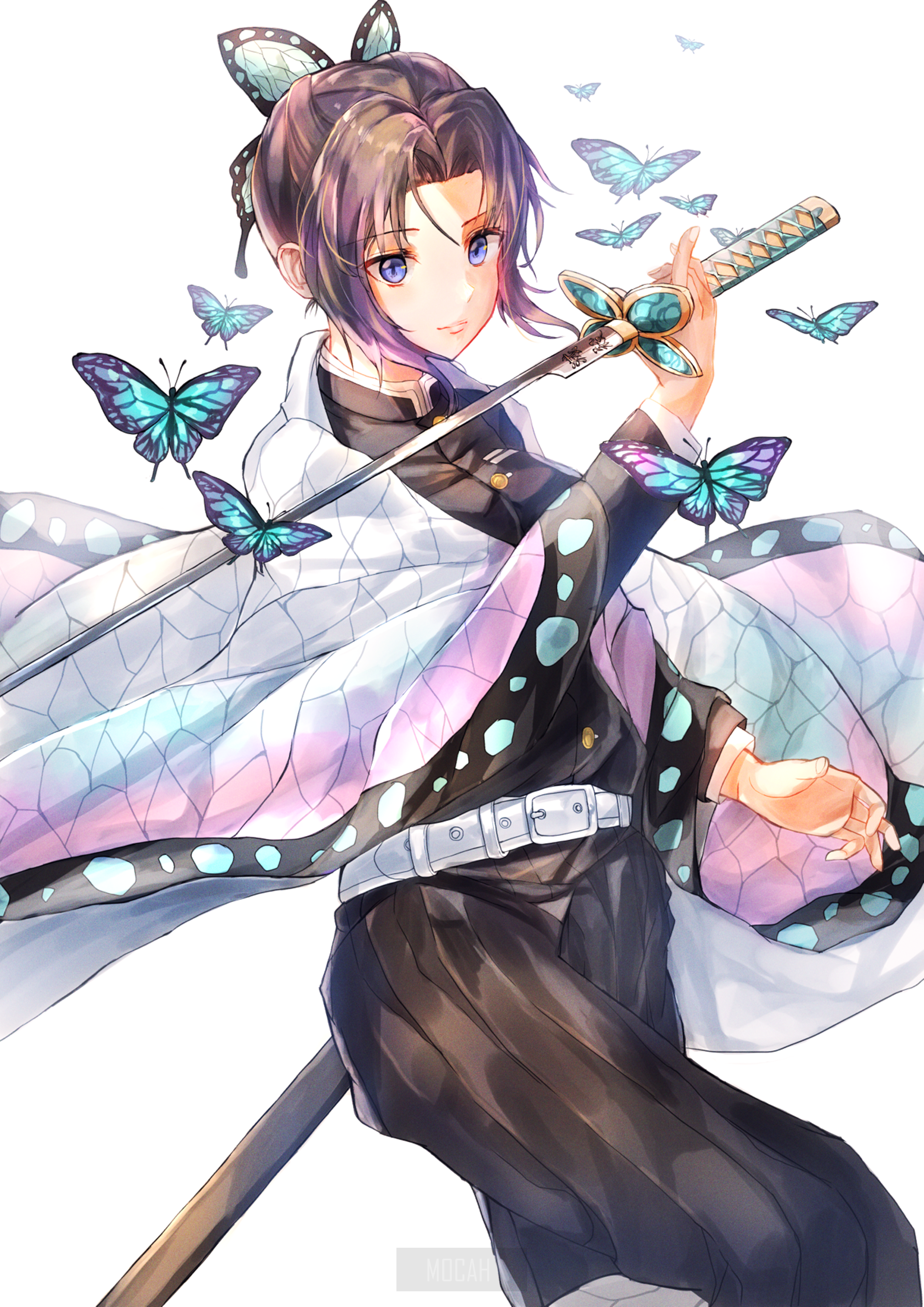 Kochou Shinobu from Kimetsu no Yaiba with butterflies HD Phone Wallpaper