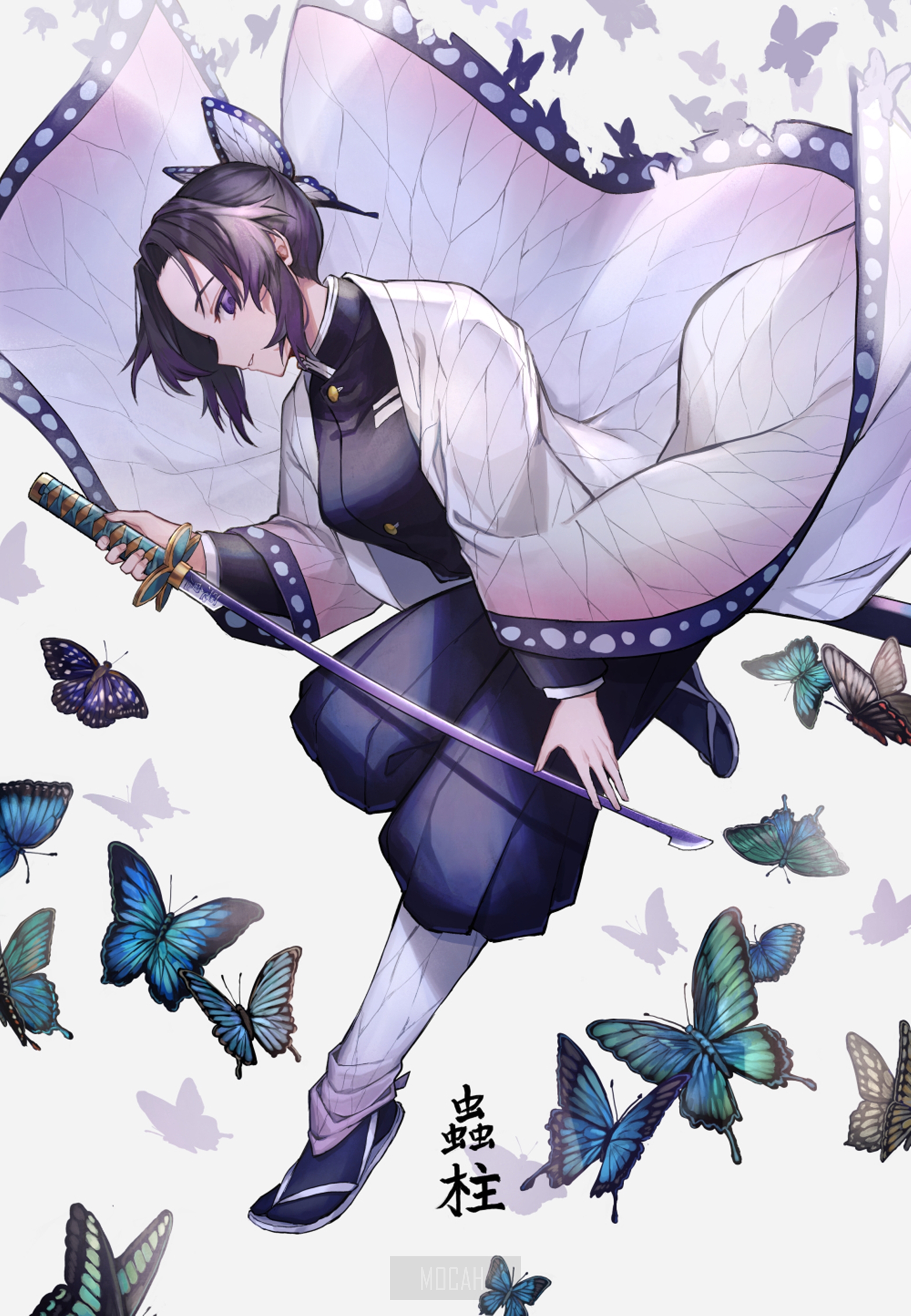 Shinobu Kocho from Demon Slayer surrounded by butterflies HD Phone Wallpaper