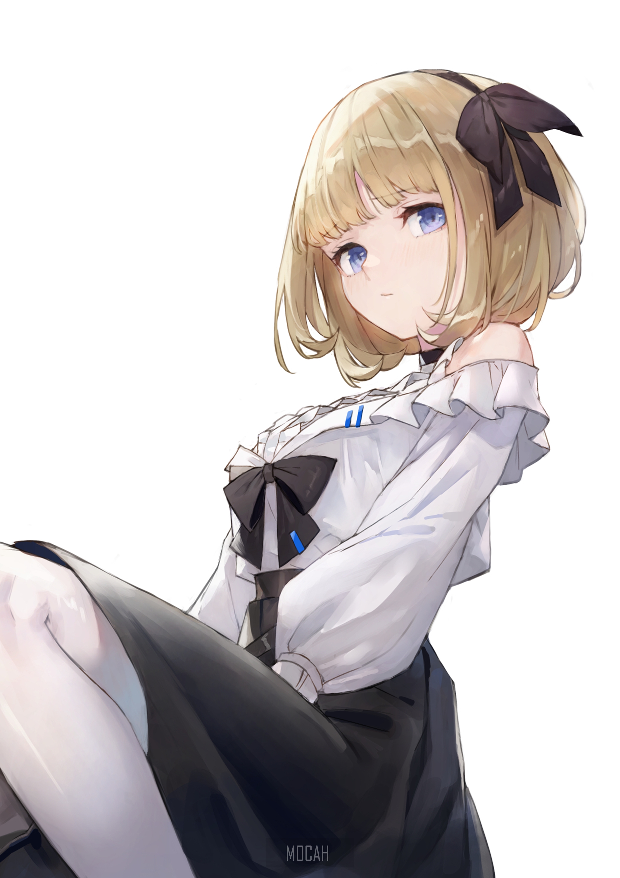 Anime girl with blonde hair and blue eyes HD Phone Wallpaper
