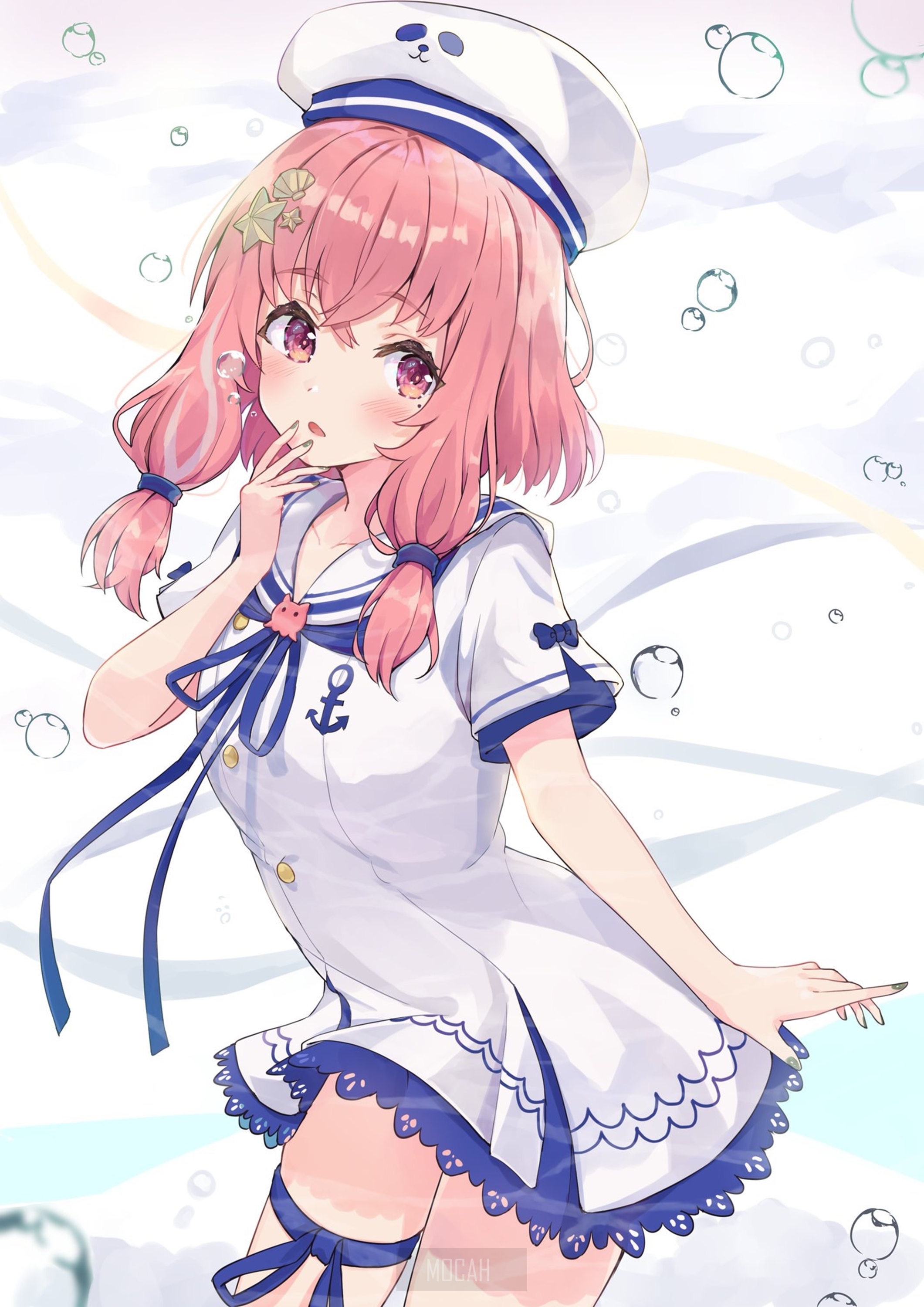 Anime girl in sailor outfit with pink hair HD Phone Wallpaper