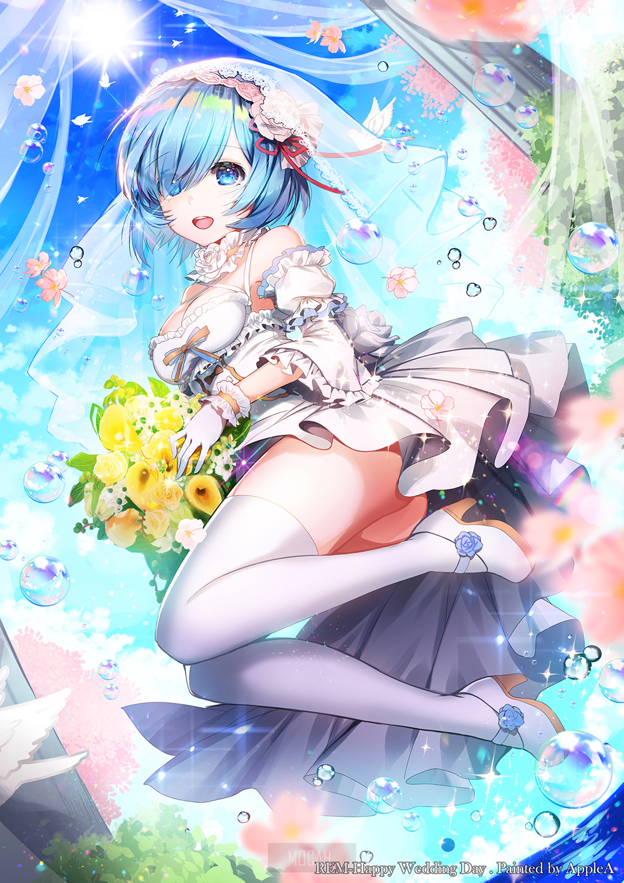 Rem from Re: Zero in Wedding Dress HD Phone Wallpaper