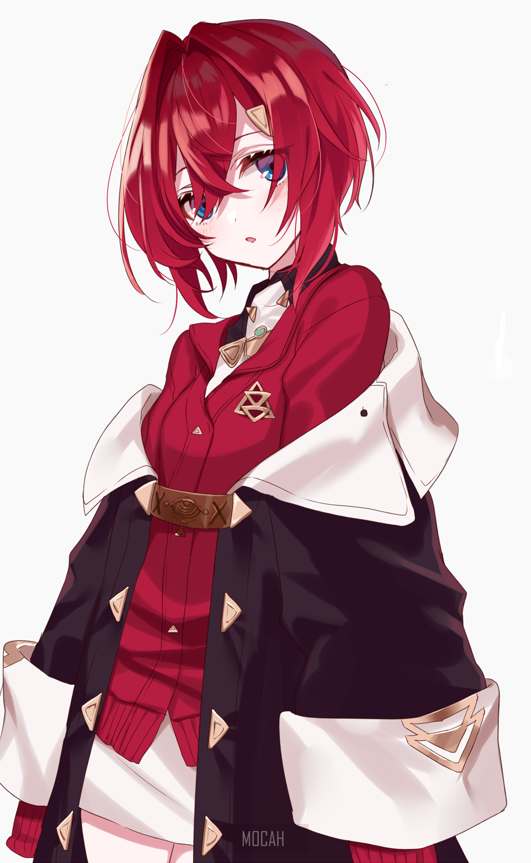 Anime girl with red hair and blue eyes HD Phone Wallpaper
