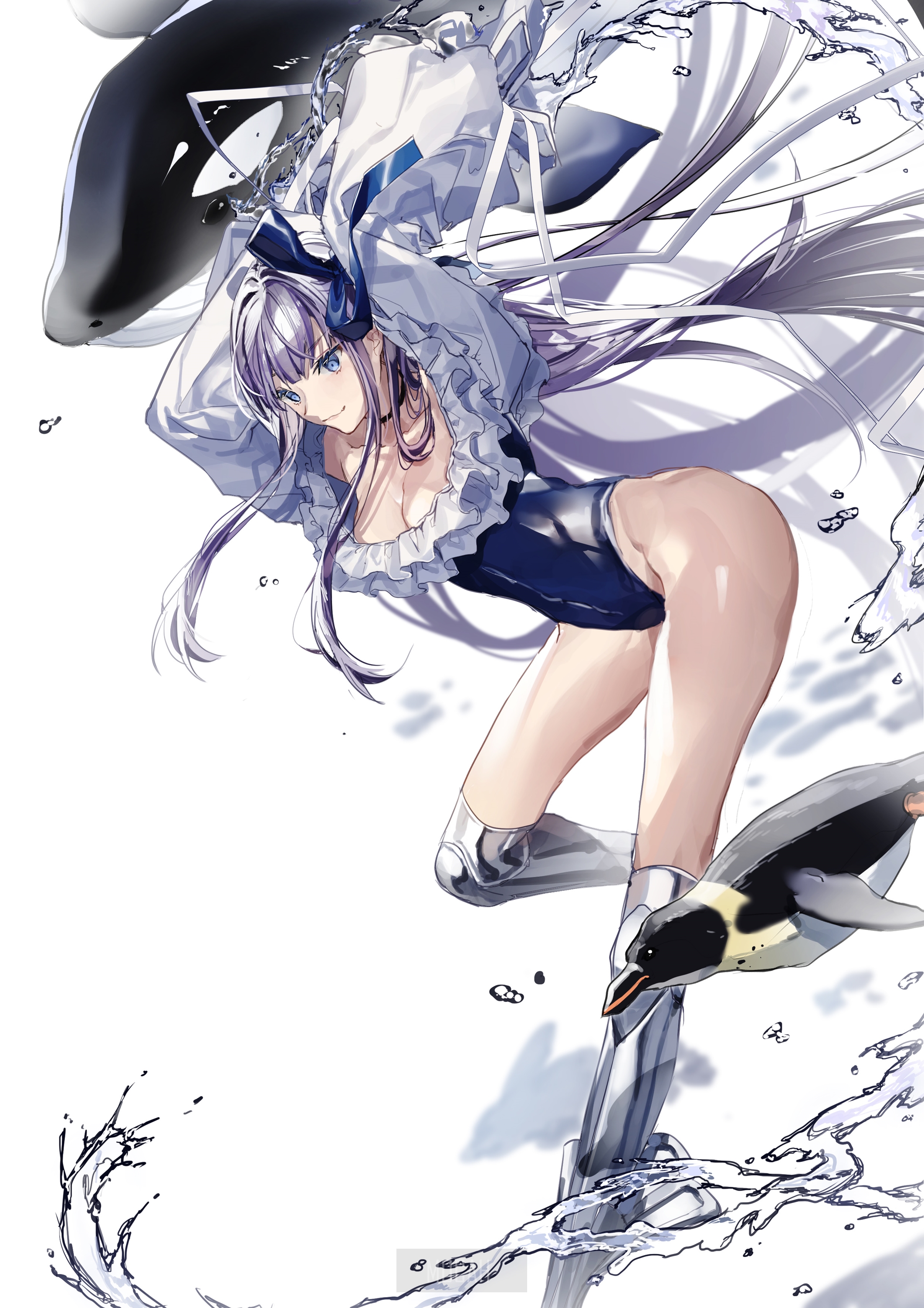 Meltlilith from Fate Series with Orca and Penguin HD Phone Wallpaper