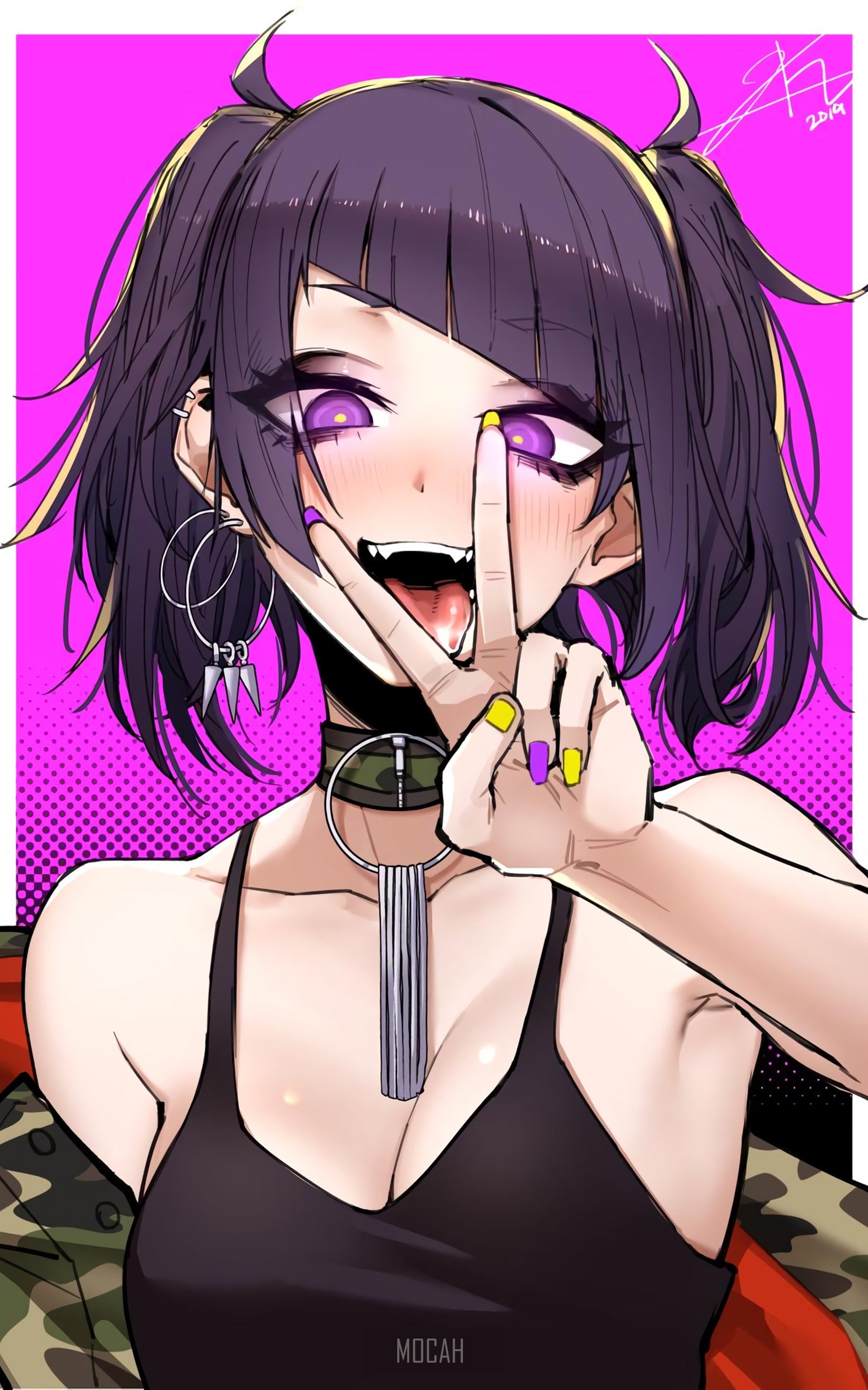 Anime girl with purple eyes and pigtails HD Phone Wallpaper