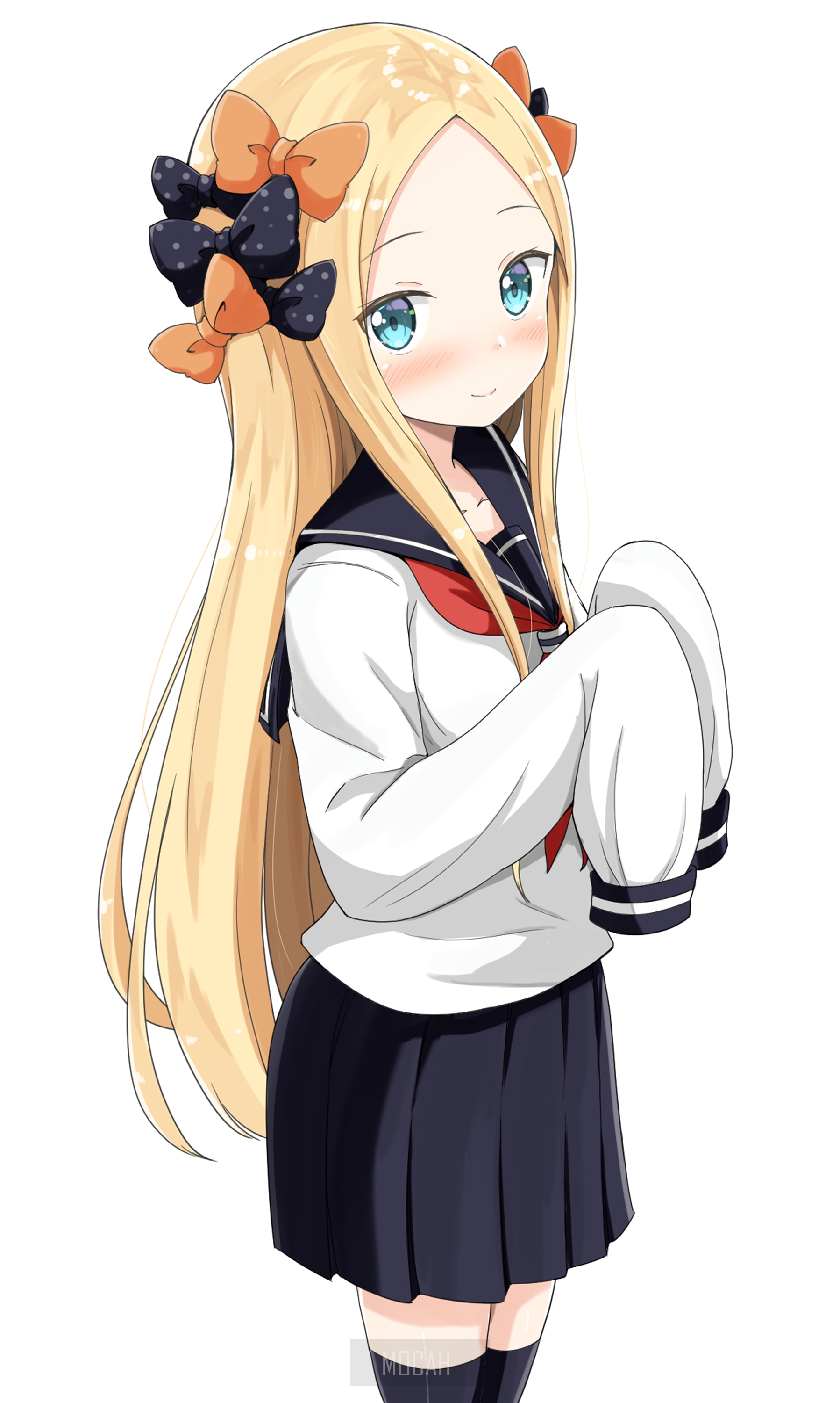 Anime girl with blonde hair and blue eyes HD Phone Wallpaper