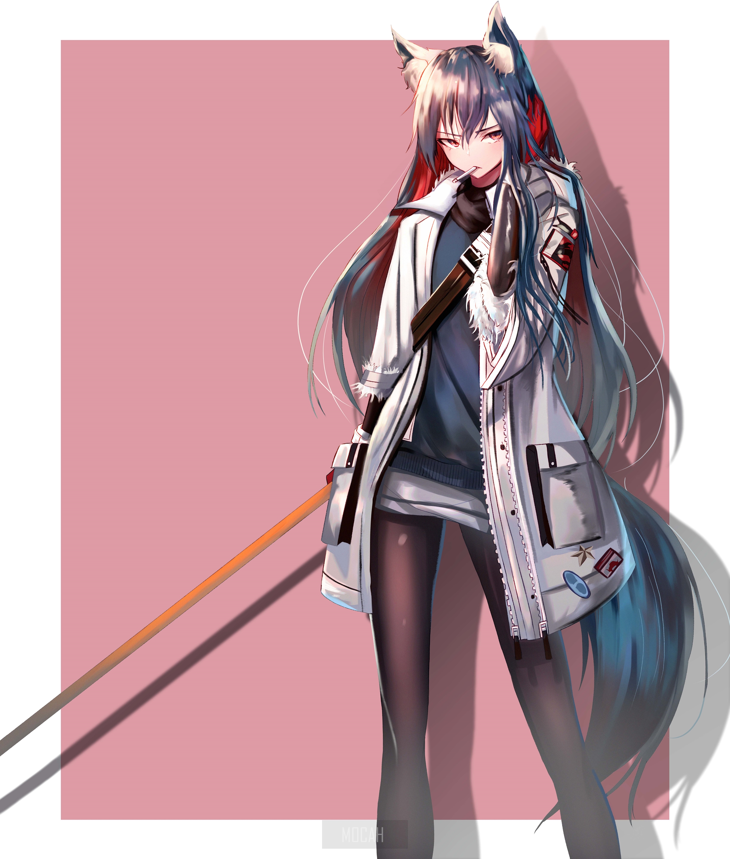 Texas from Arknights holding a weapon HD Phone Wallpaper