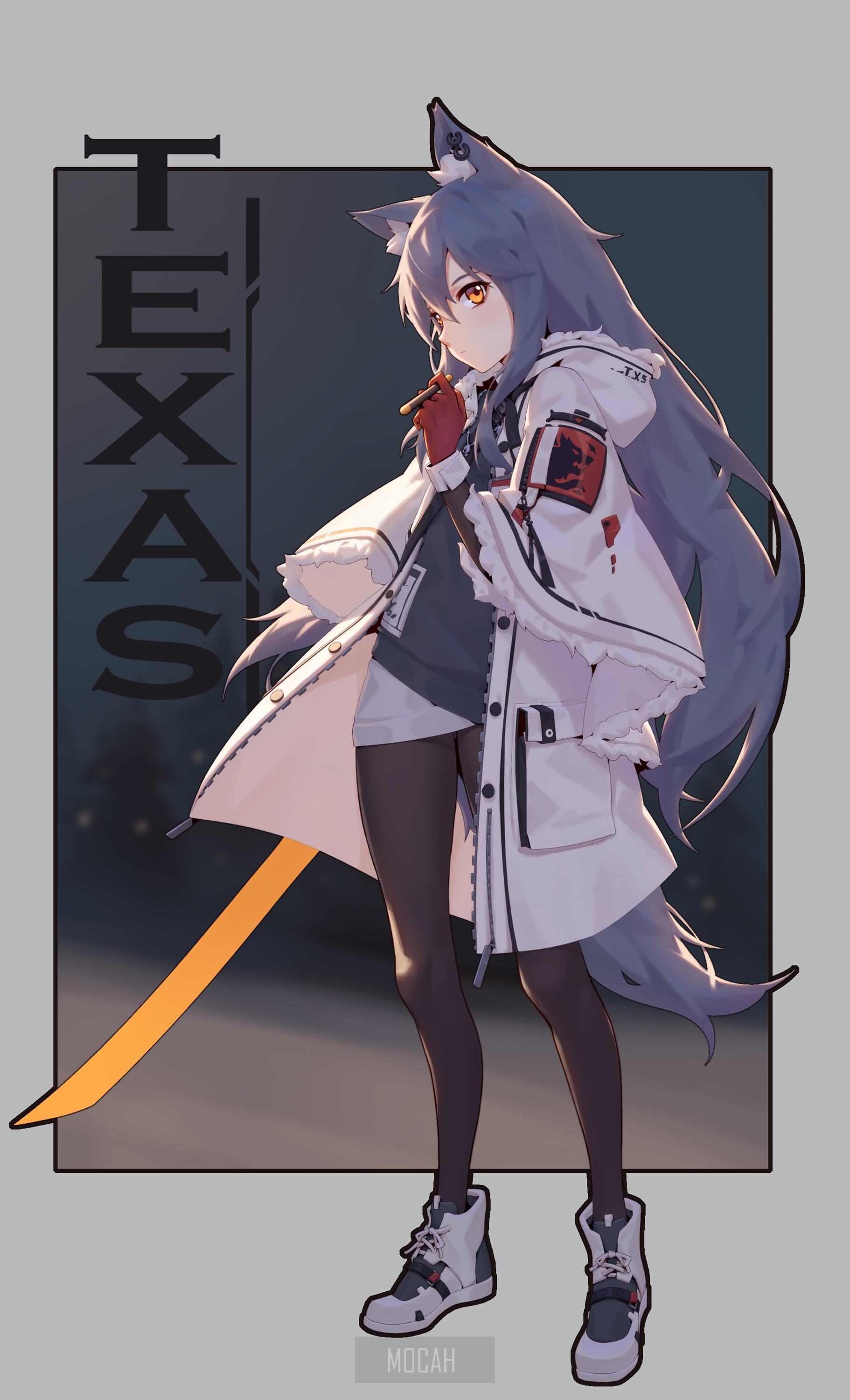 Texas from Arknights with sword HD Phone Wallpaper