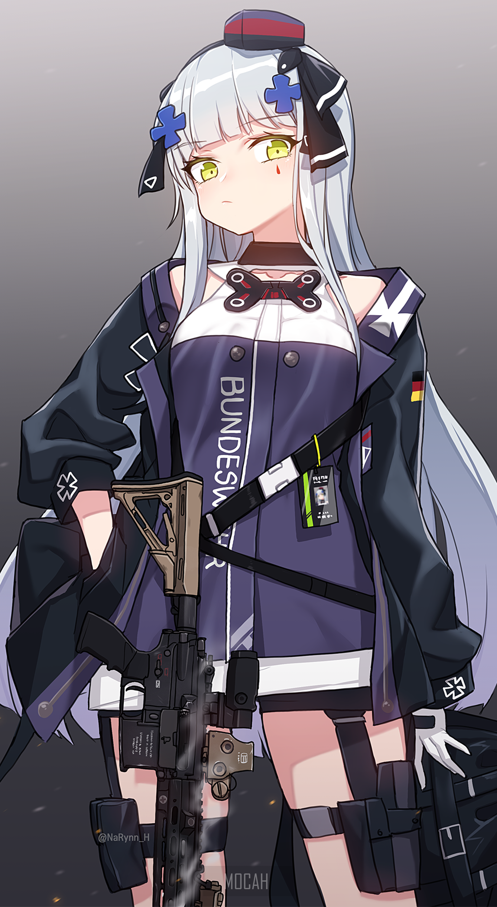 Anime girl with rifle HD Phone Wallpaper