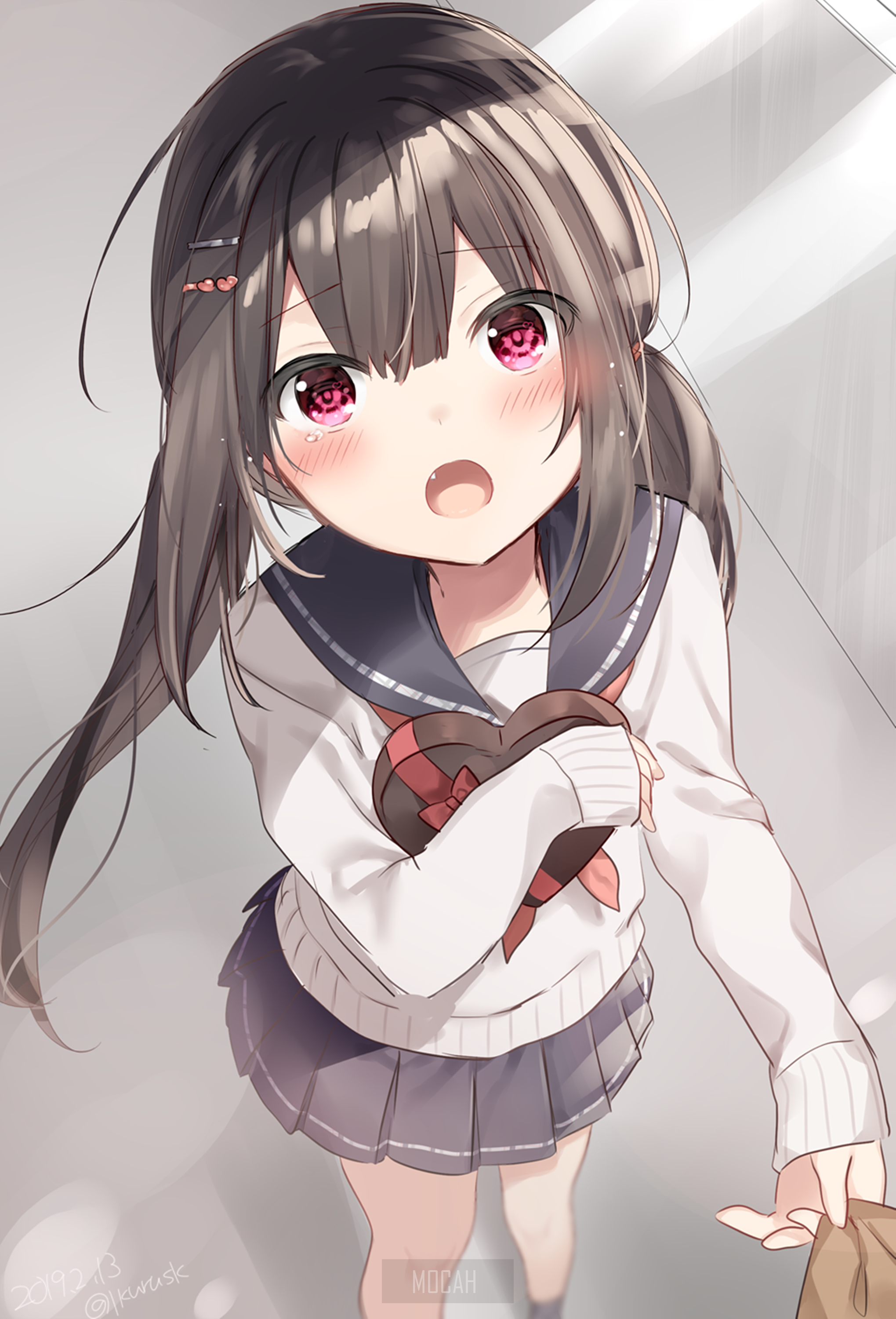 Anime girl holding chocolate box HD Phone Wallpaper