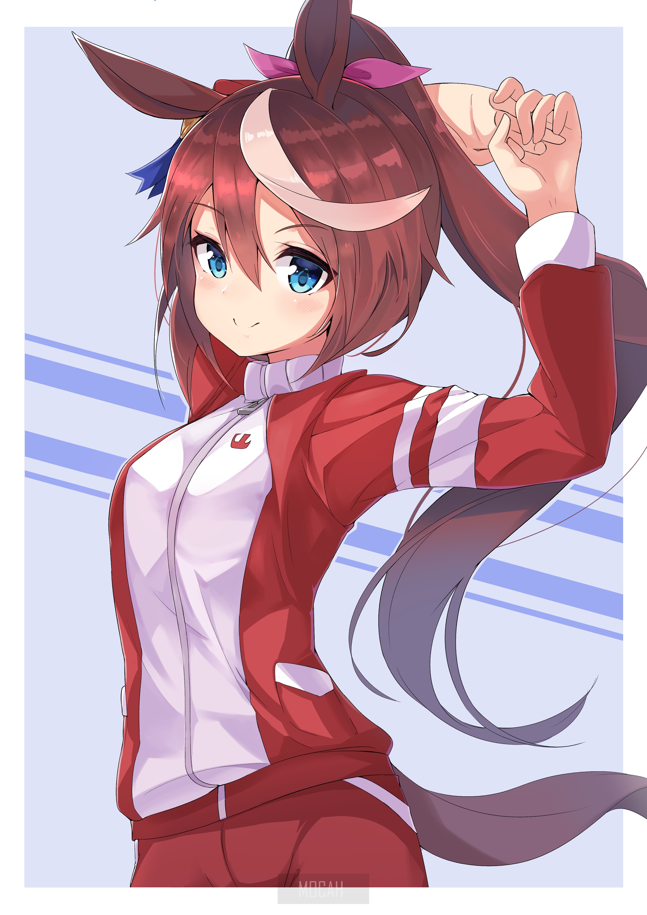 Anime girl with brown hair and blue eyes HD Phone Wallpaper