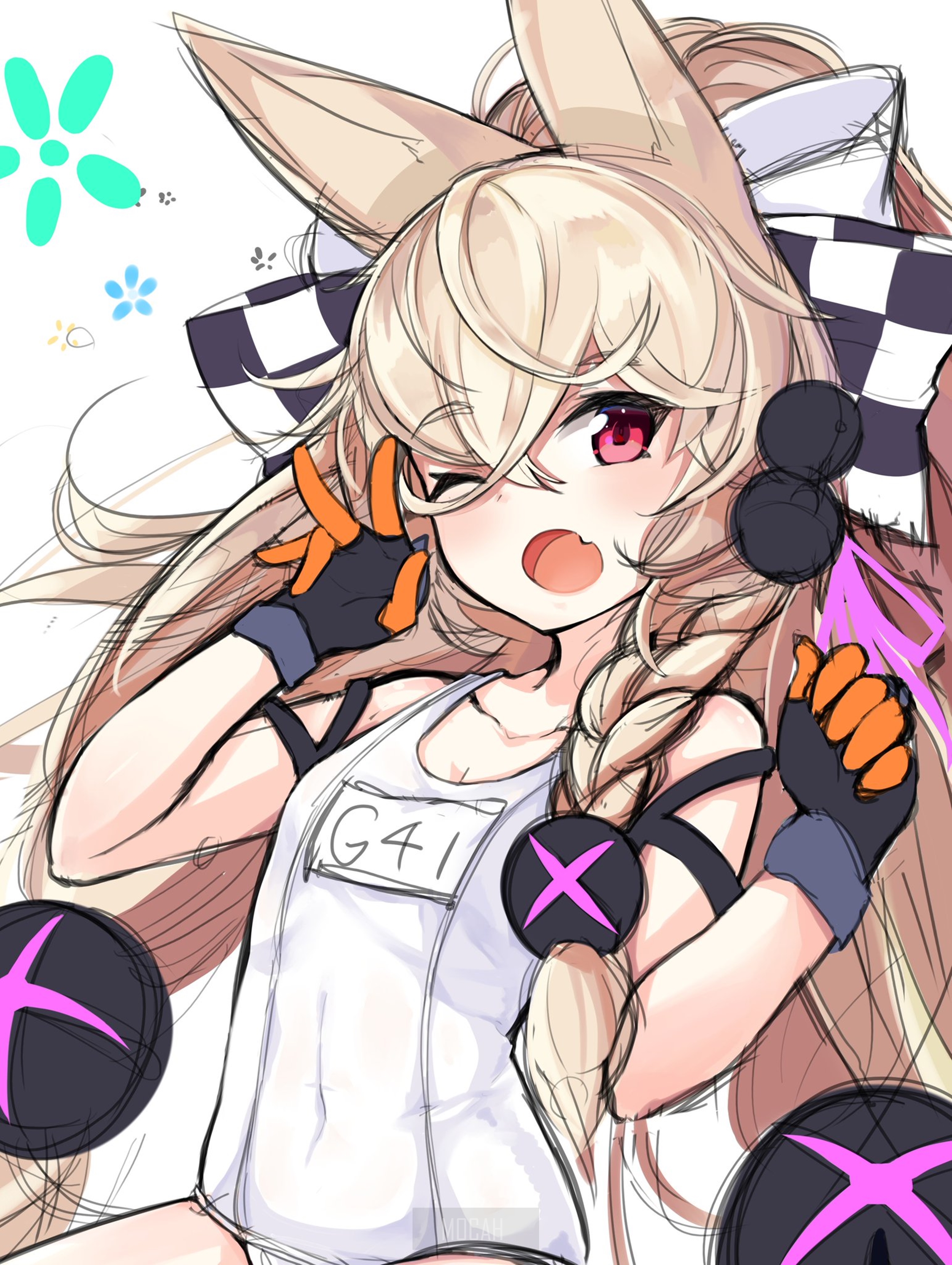 Anime girl with blonde hair and bunny ears HD Phone Wallpaper
