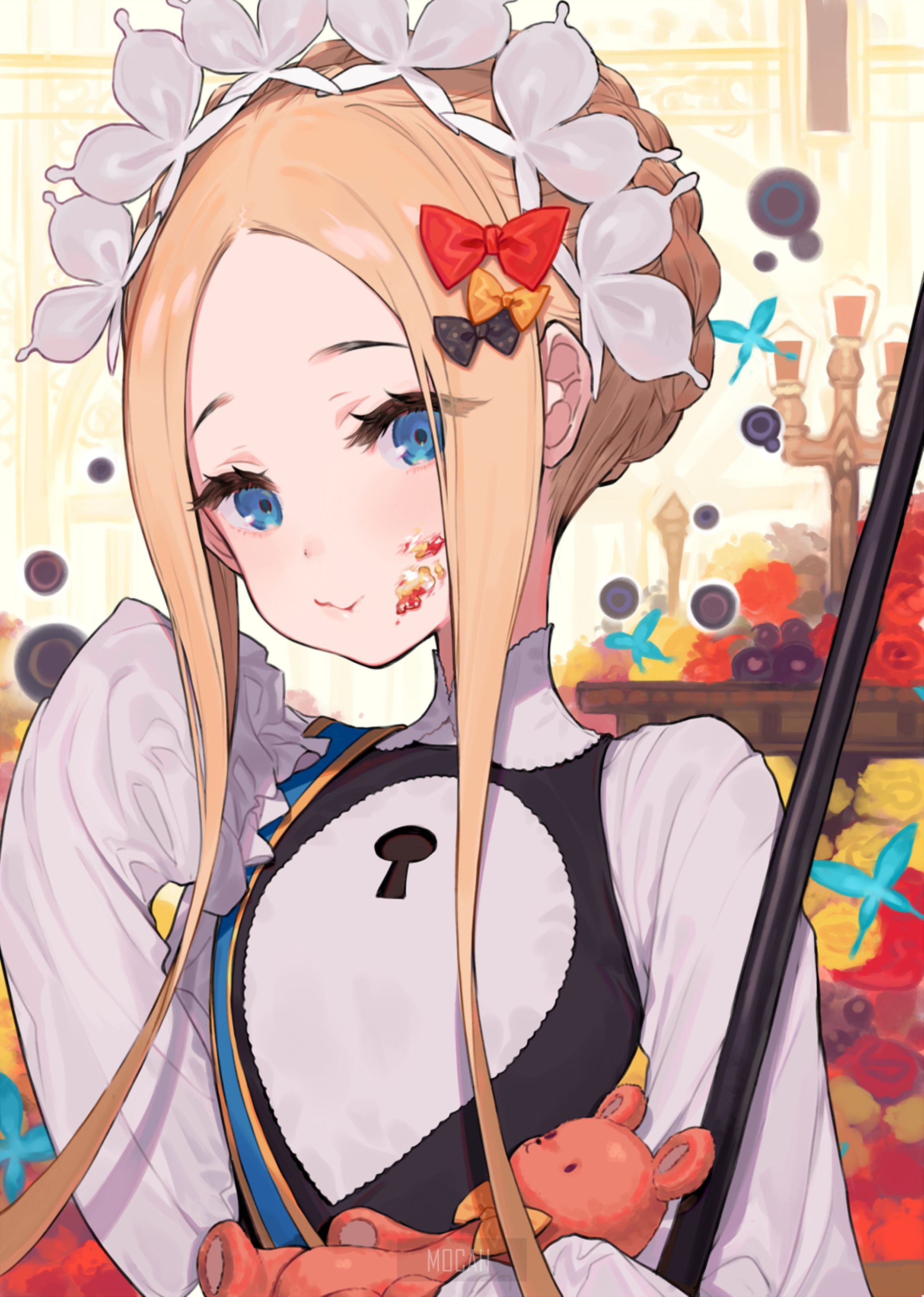 Anime girl with blonde hair and blue eyes HD Phone Wallpaper