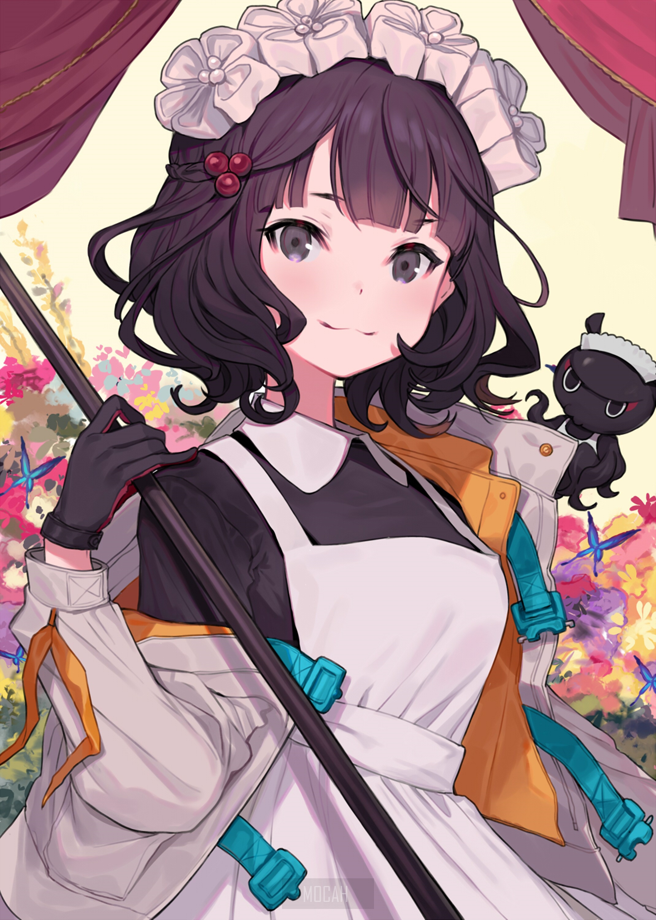 Anime girl with short hair and a maid outfit from Fate/Grand Order HD Phone Wallpaper