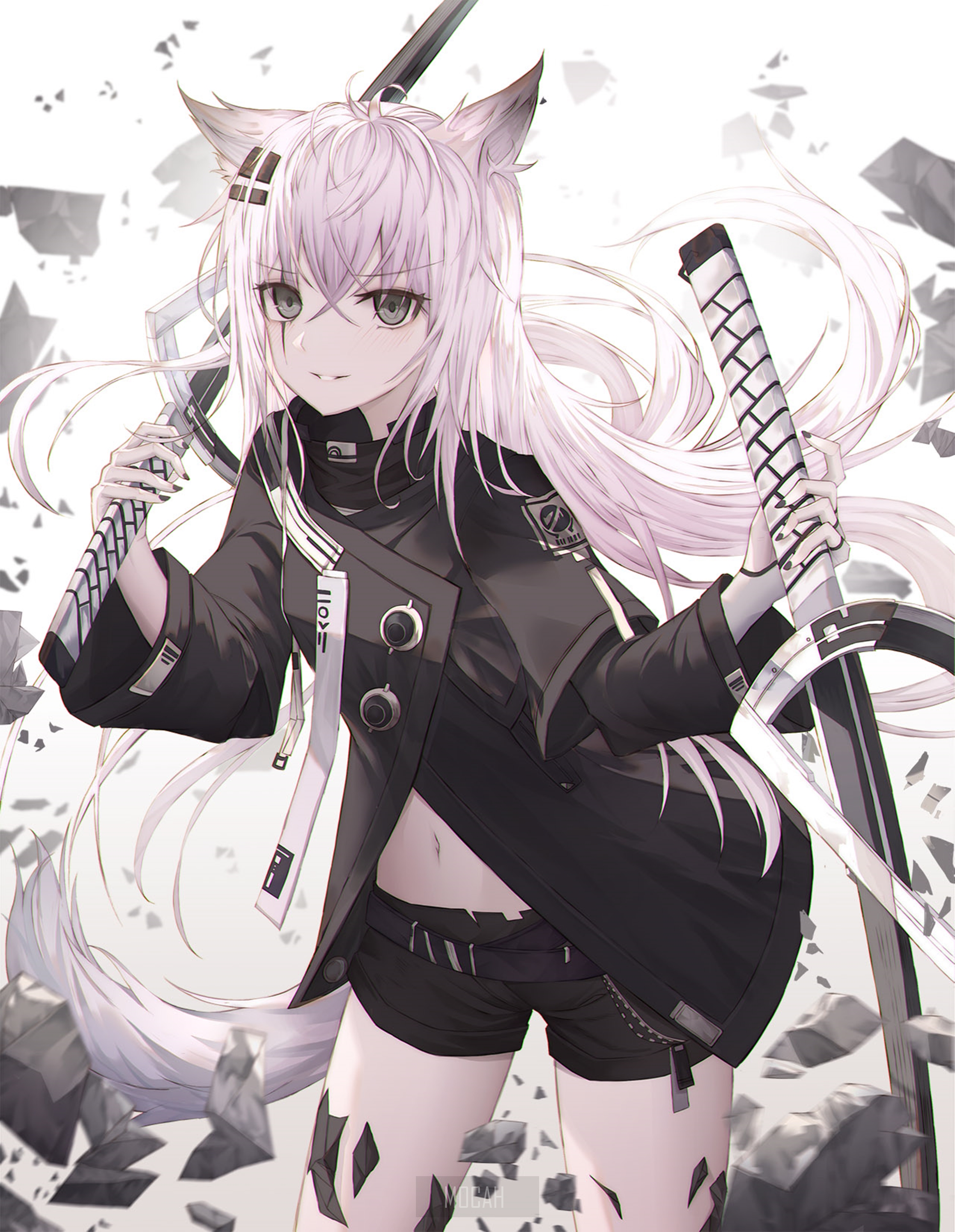 Lappland from Arknights holding swords HD Phone Wallpaper