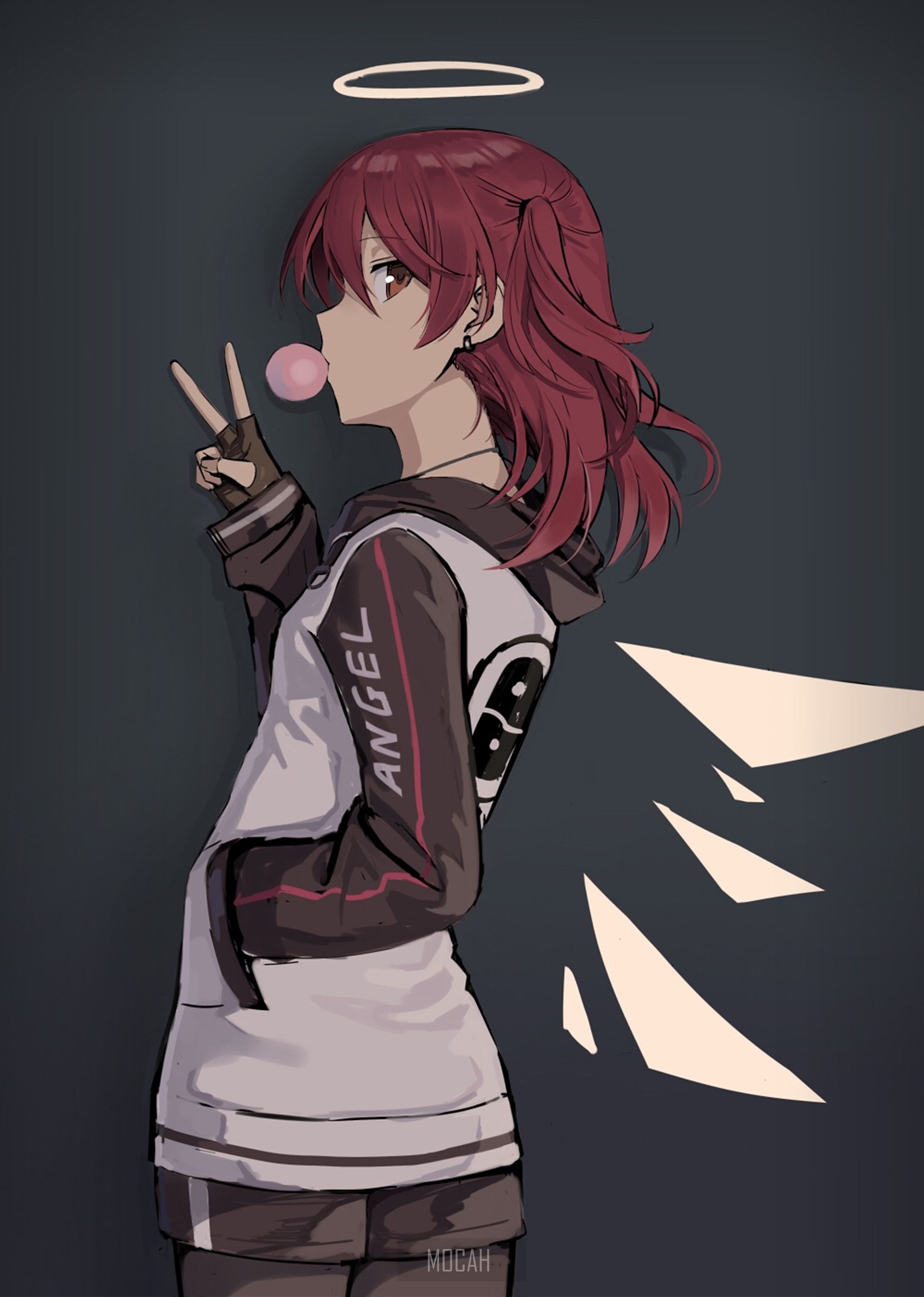 Exusiai from Arknights blowing bubblegum HD Phone Wallpaper