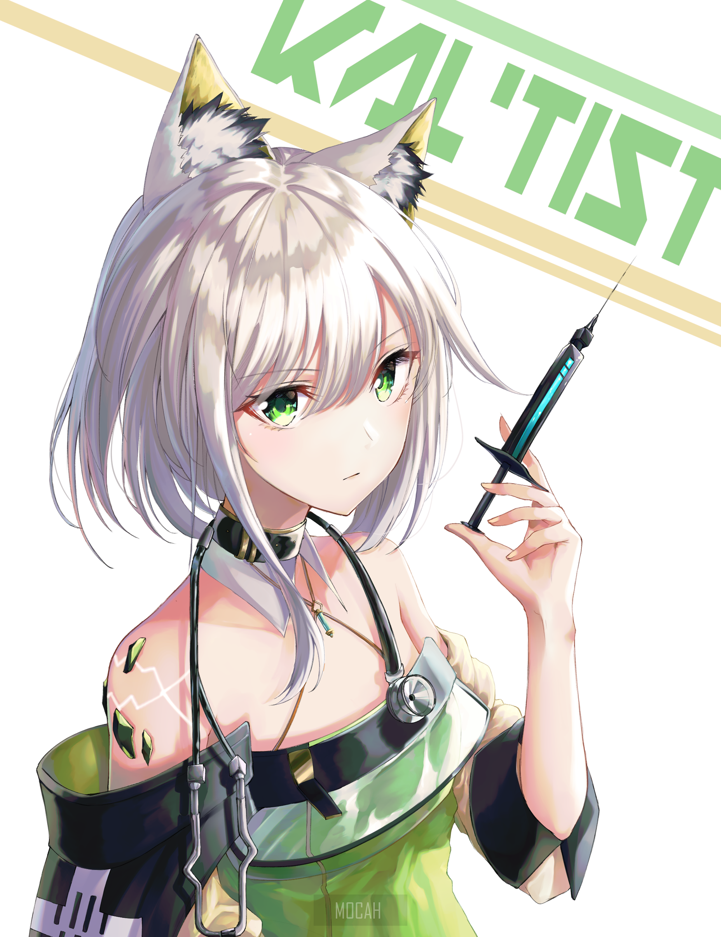 Kal'tsit from Arknights holding a syringe HD Phone Wallpaper
