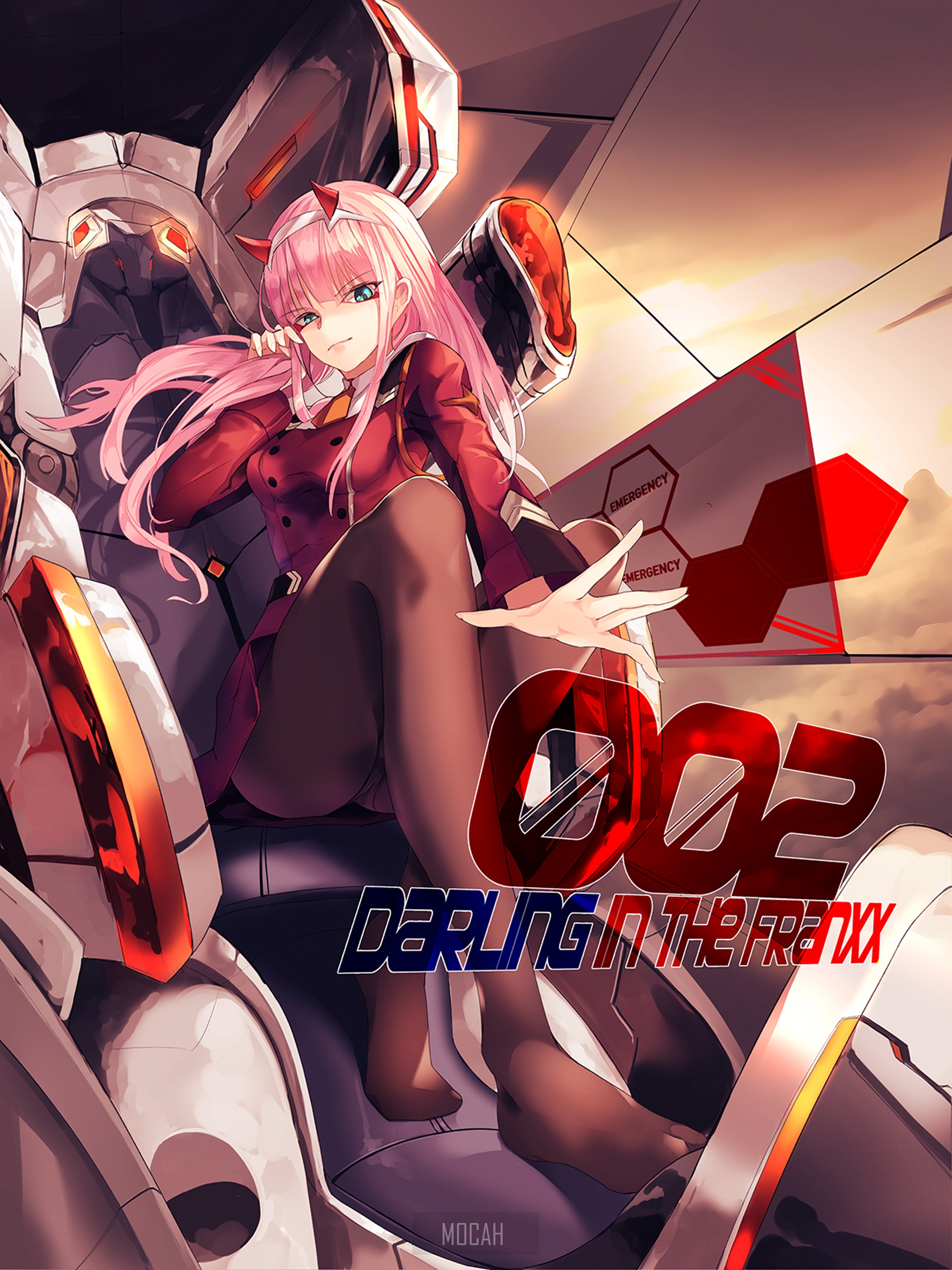 Zero Two from Darling in the FranXX in a mech HD Phone Wallpaper