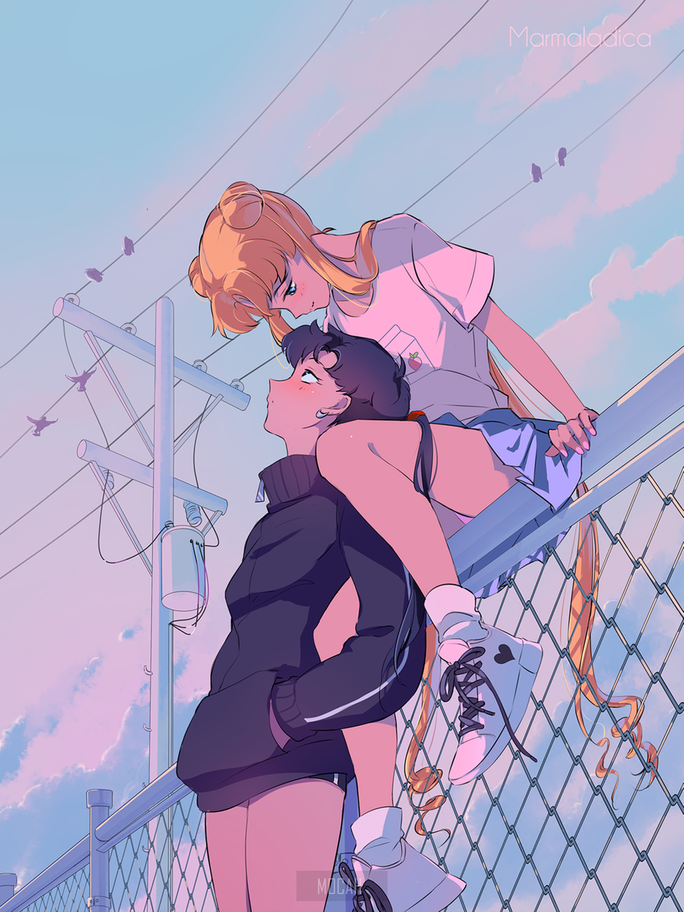 Sailor Moon Romantic Moment at Sunset HD Phone Wallpaper
