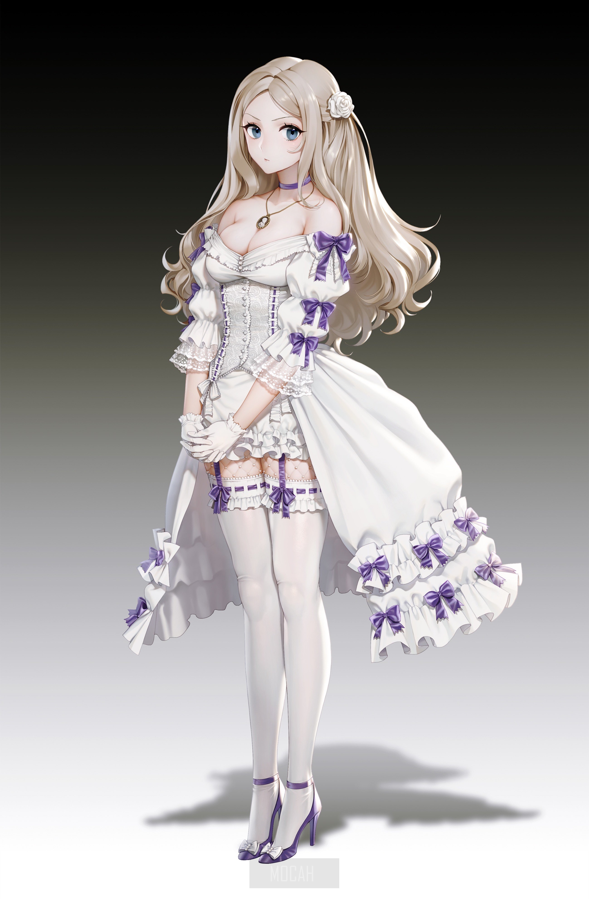 Anime girl in white dress HD Phone Wallpaper