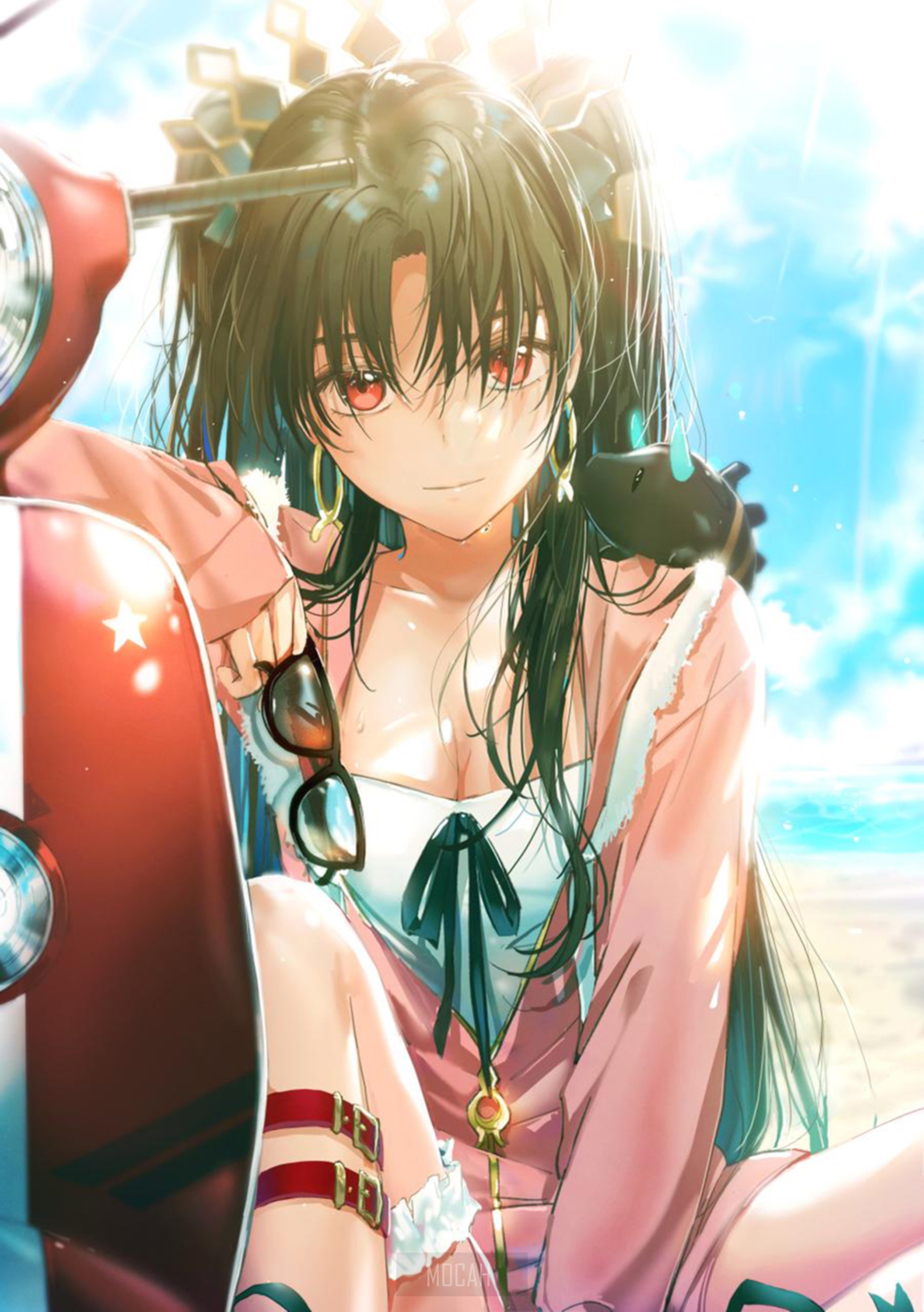 Ishtar from Fate/Grand Order on a Scooter HD Phone Wallpaper